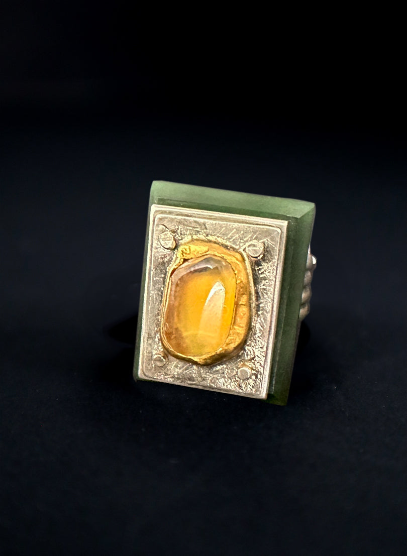 NZ Amber + Pounamu + 24ct Gold