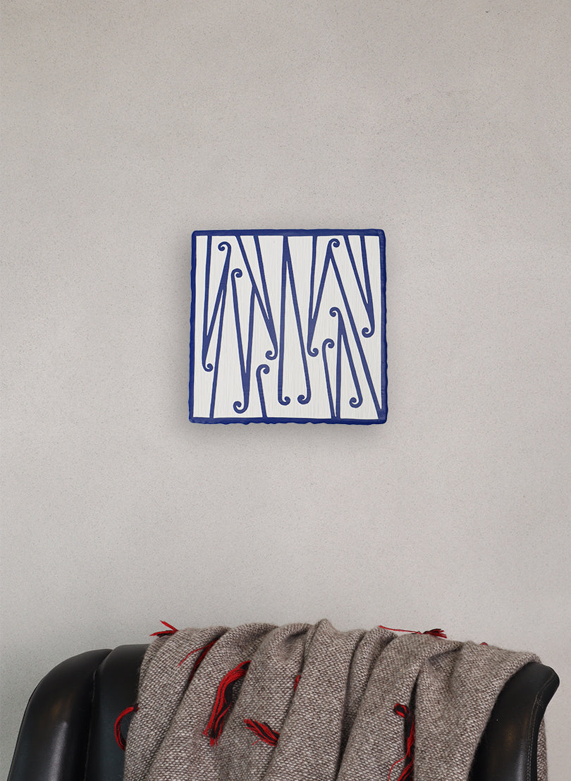 Te Heke 5 Ultramarine Blue - Original Carved Painting