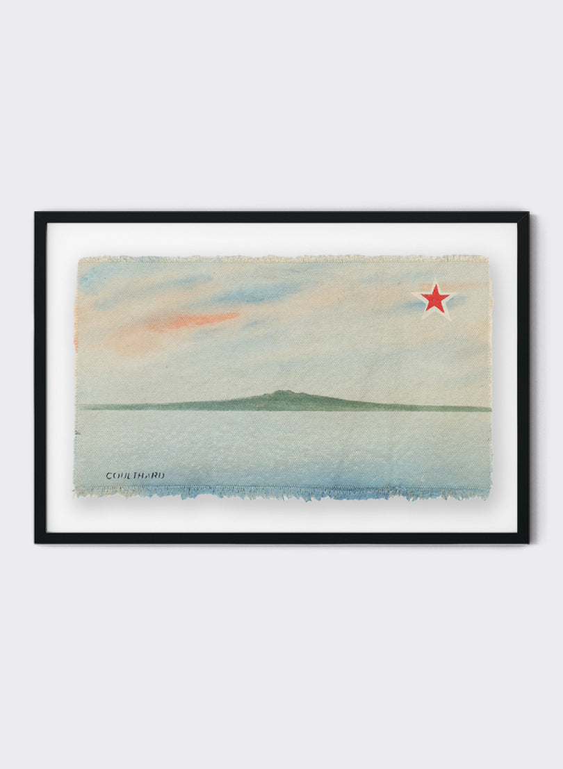 Rangitoto - Postcard Artwork - Light Blues