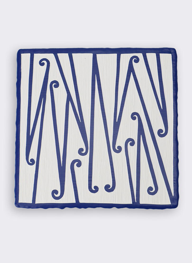 Te Heke 5 Ultramarine Blue - Original Carved Painting