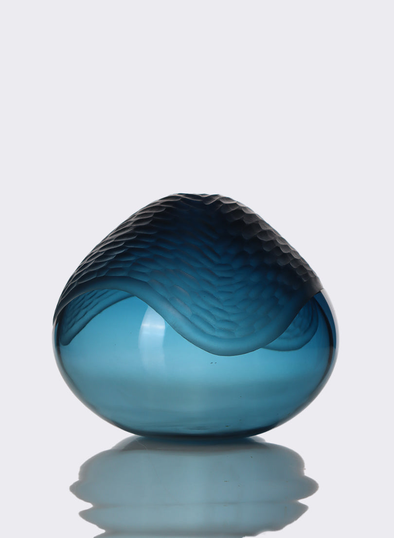 Ocean Blue Carved Vessel