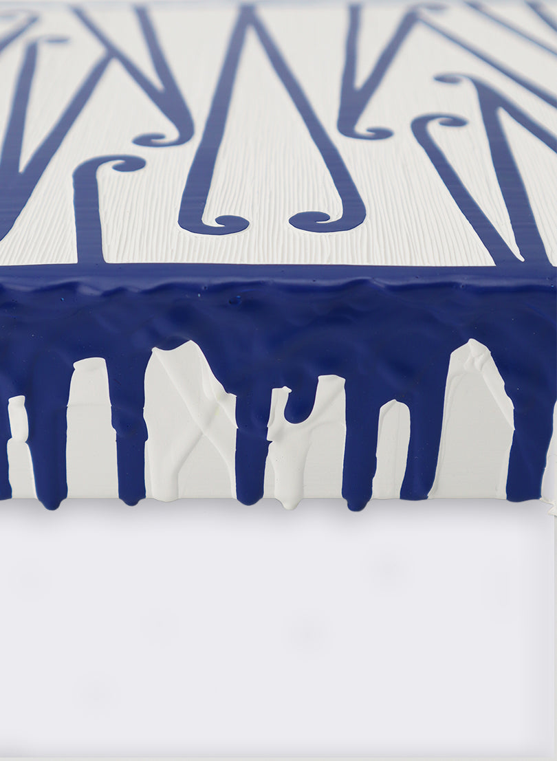 Te Heke 5 Ultramarine Blue - Original Carved Painting