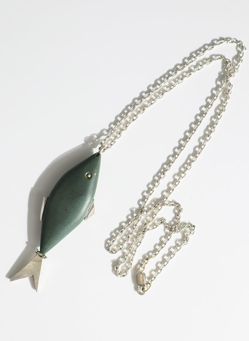 Full Herring Green Pakohe Pendant with Sterling Silver