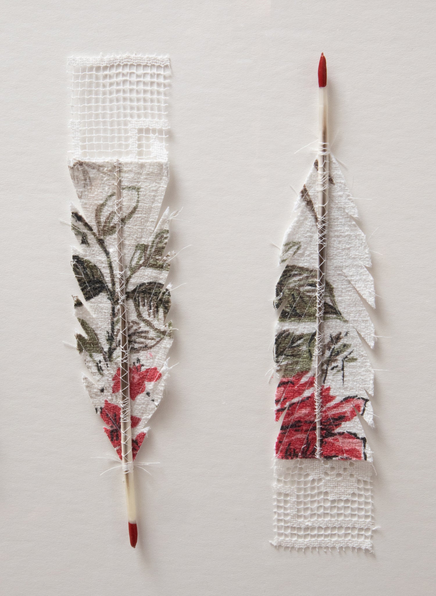 12 Huia Feather Original Textile Art - &quot;Contemplation&quot;