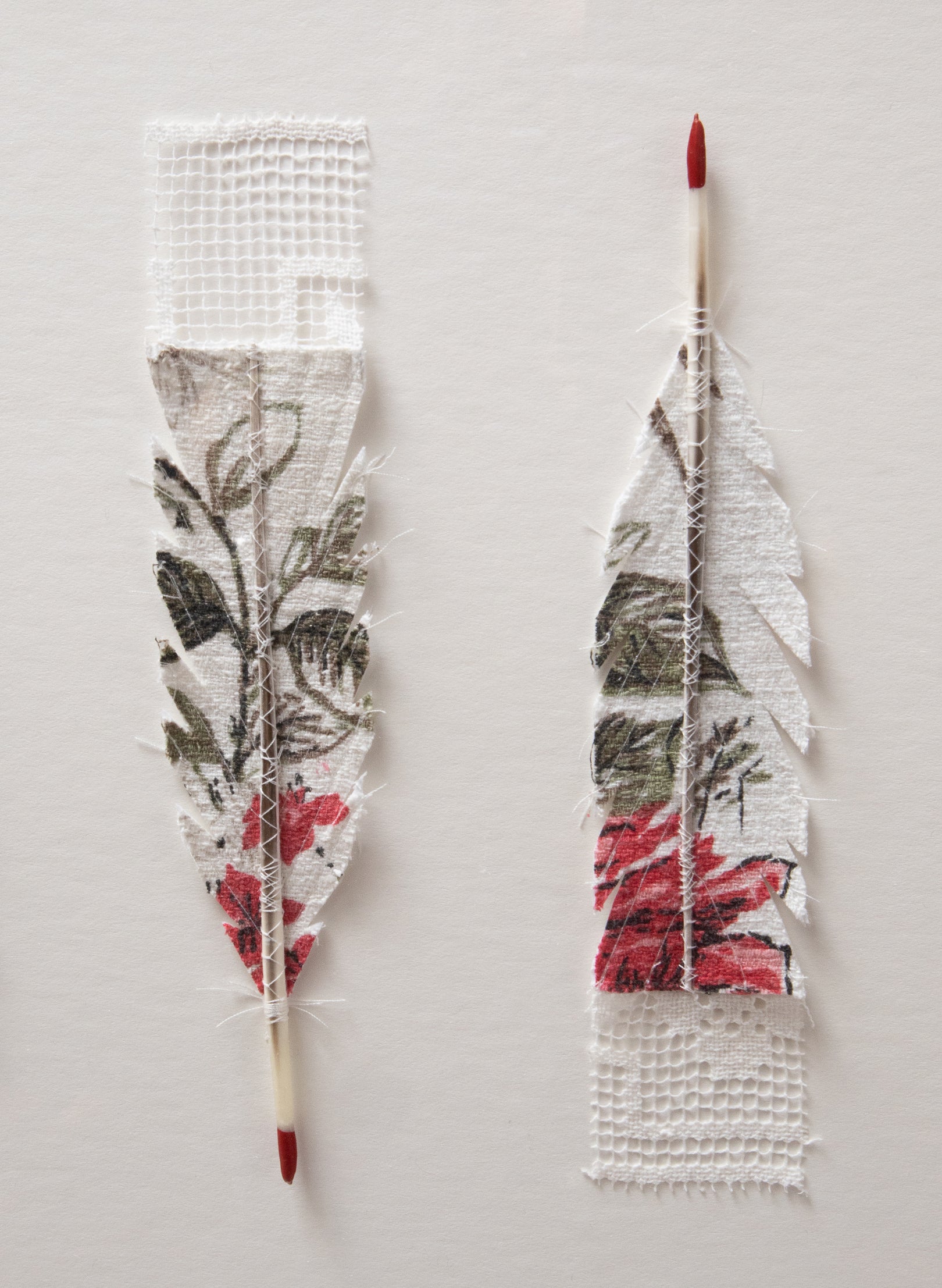 12 Huia Feather Original Textile Art - &quot;Contemplation&quot;