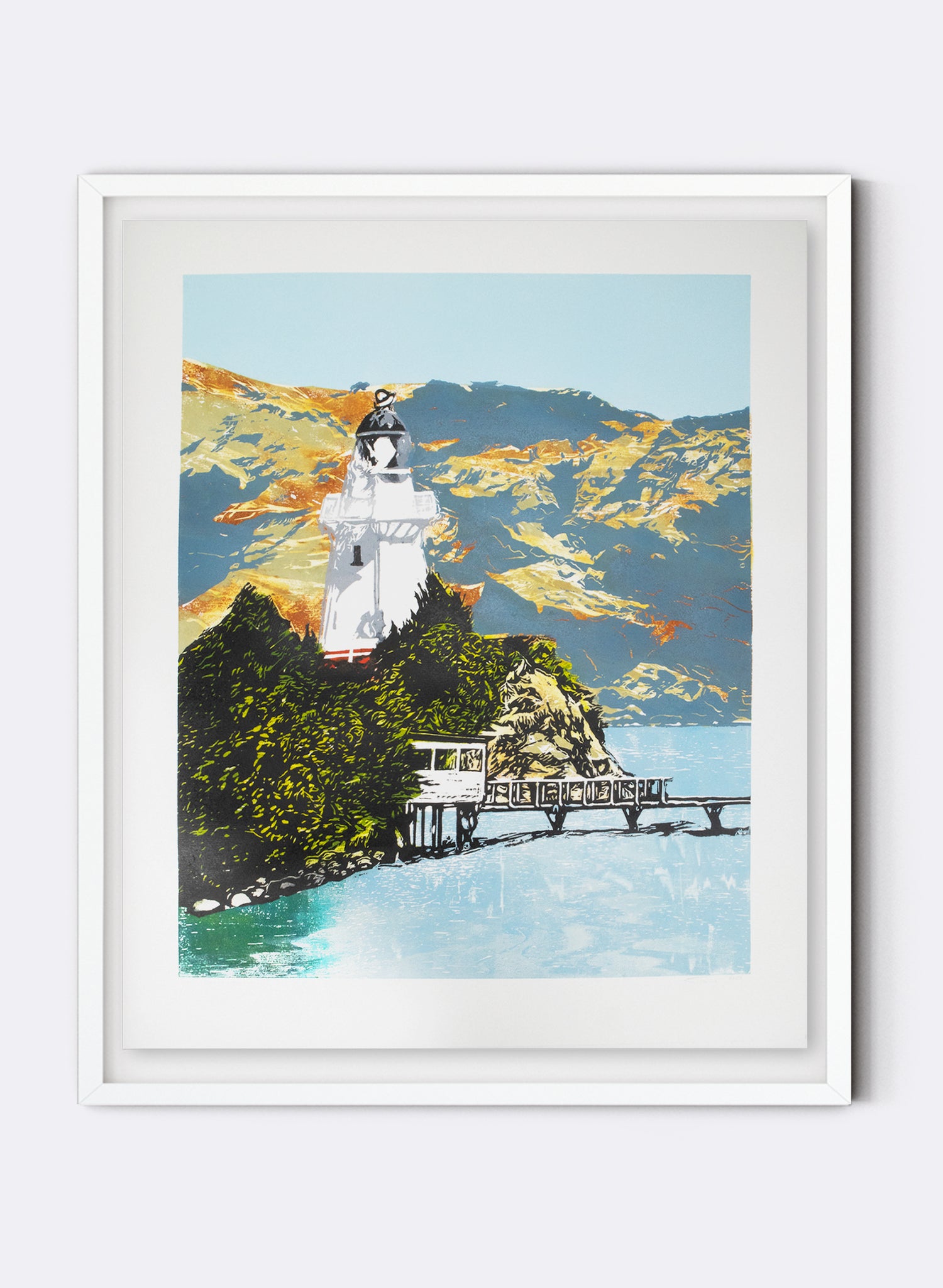 Akaroa Lighthouse - Woodblock Print