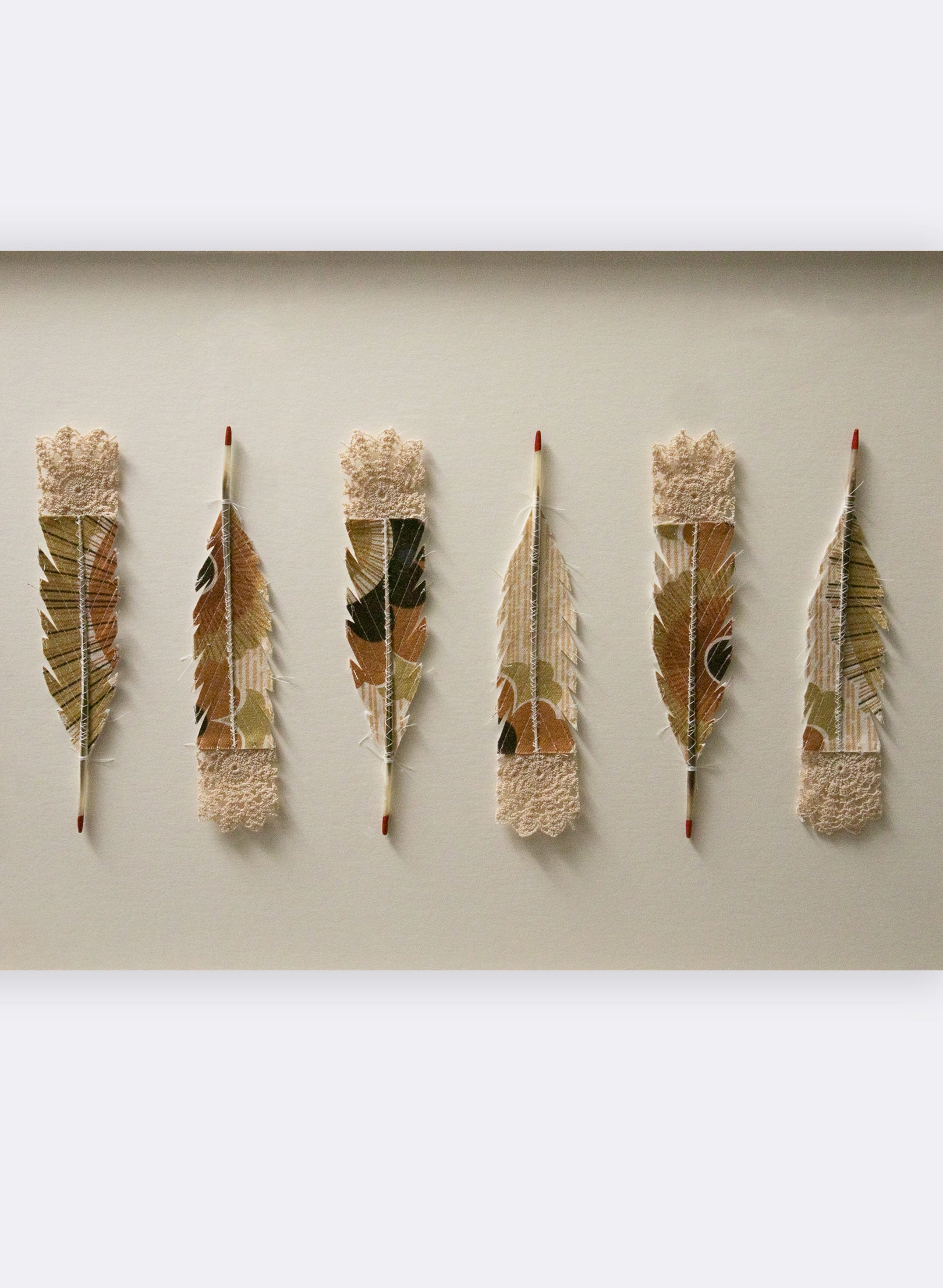 12 Huia Feather Original Textile Art - &quot;Fluctuation&quot;