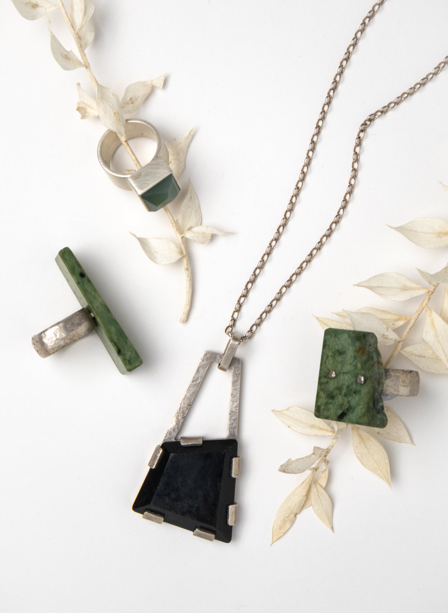 Faceted Pounamu Geometric Pendant