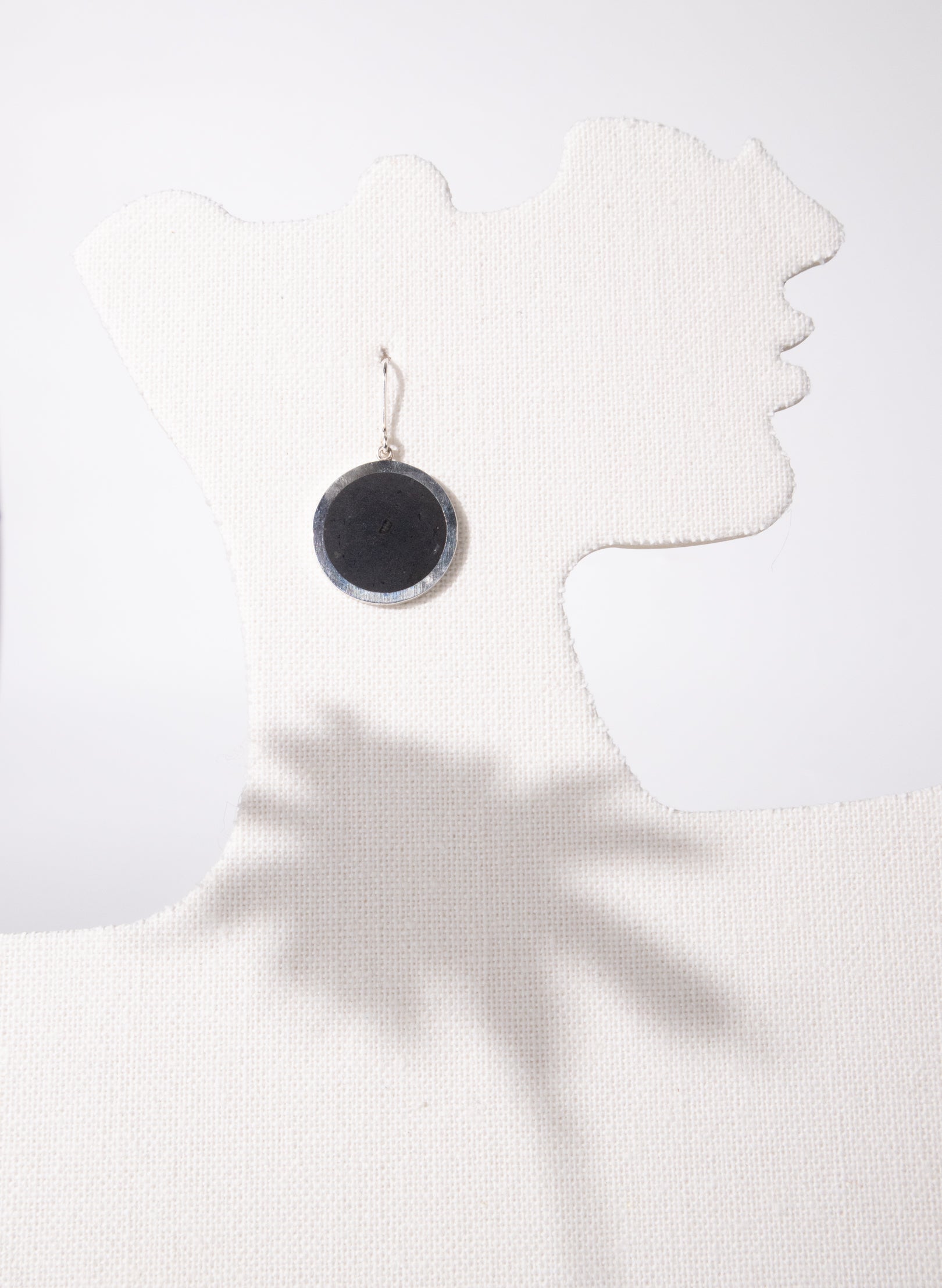 Disc Earrings - Sterling Silver & Basalt