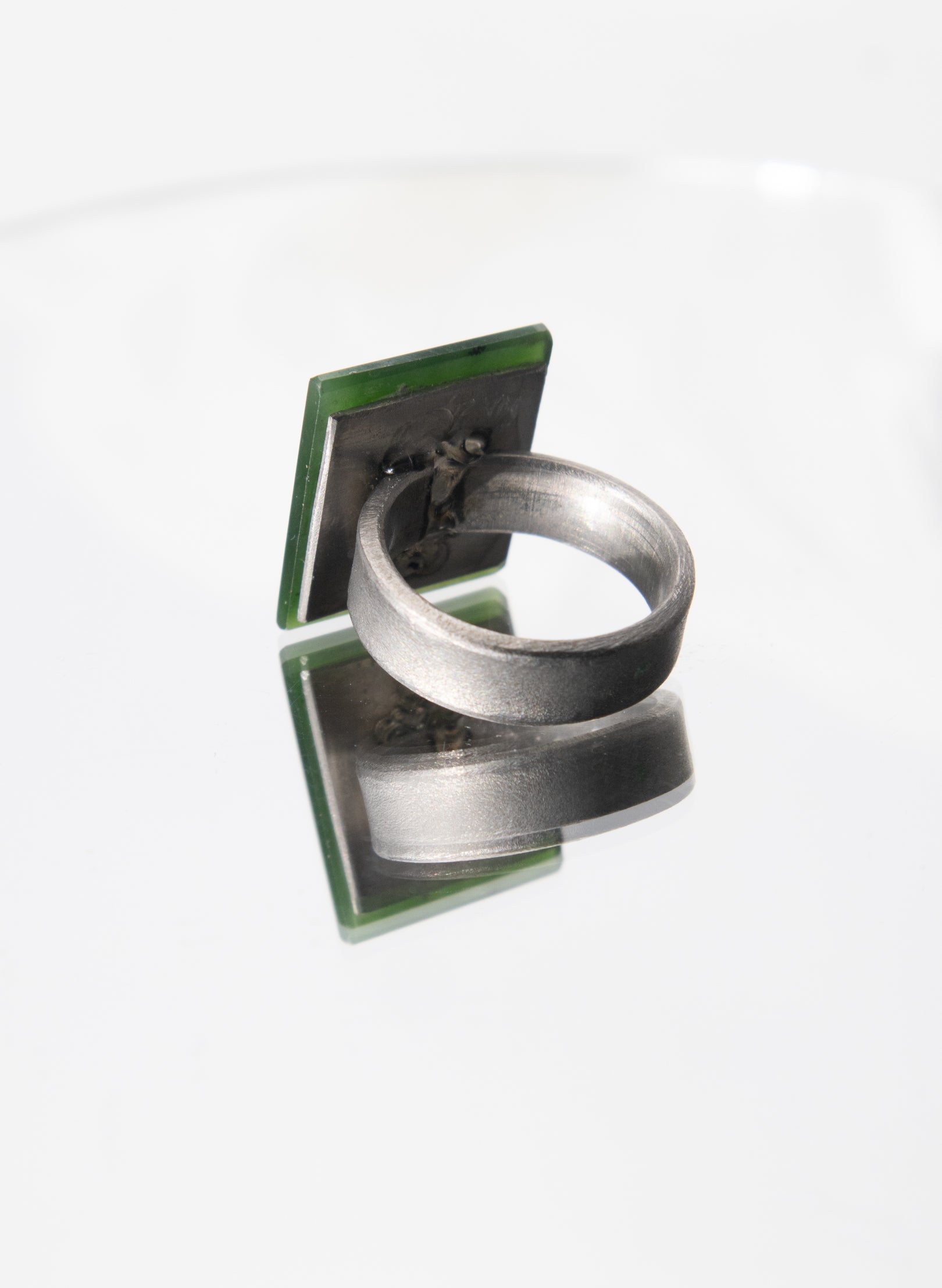 Turquoise Pounamu and Titanium Ring