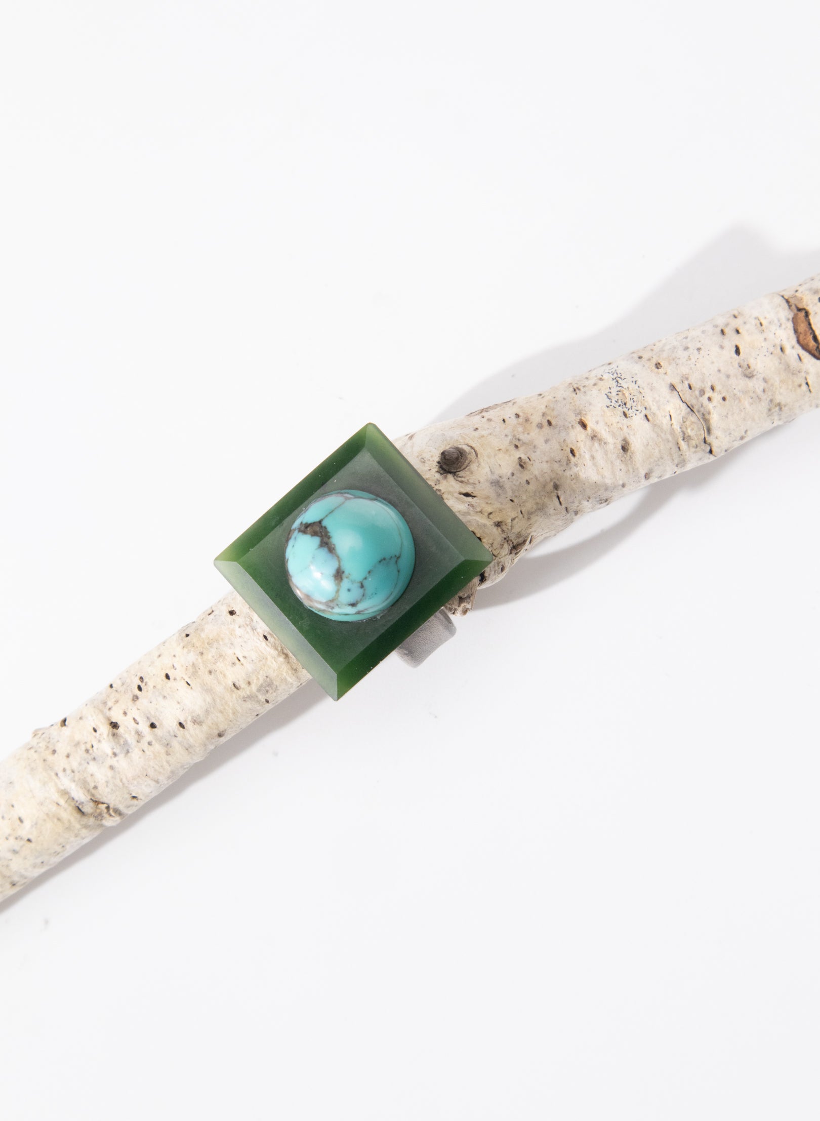 Turquoise Pounamu and Titanium Ring