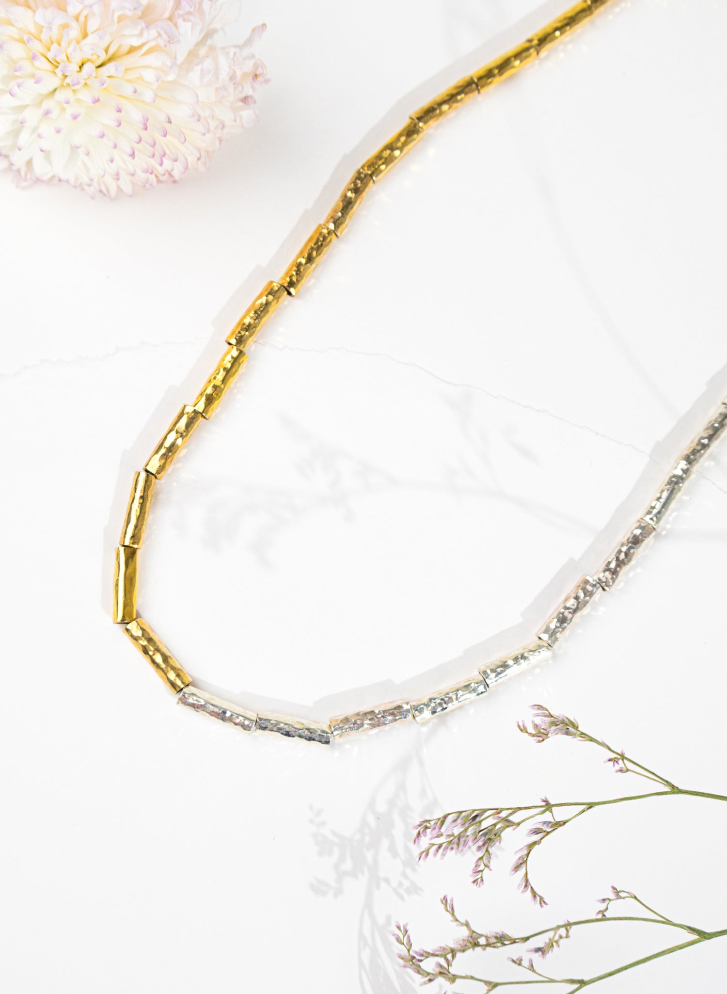 Kauri Bead Necklace - Silver & Gold