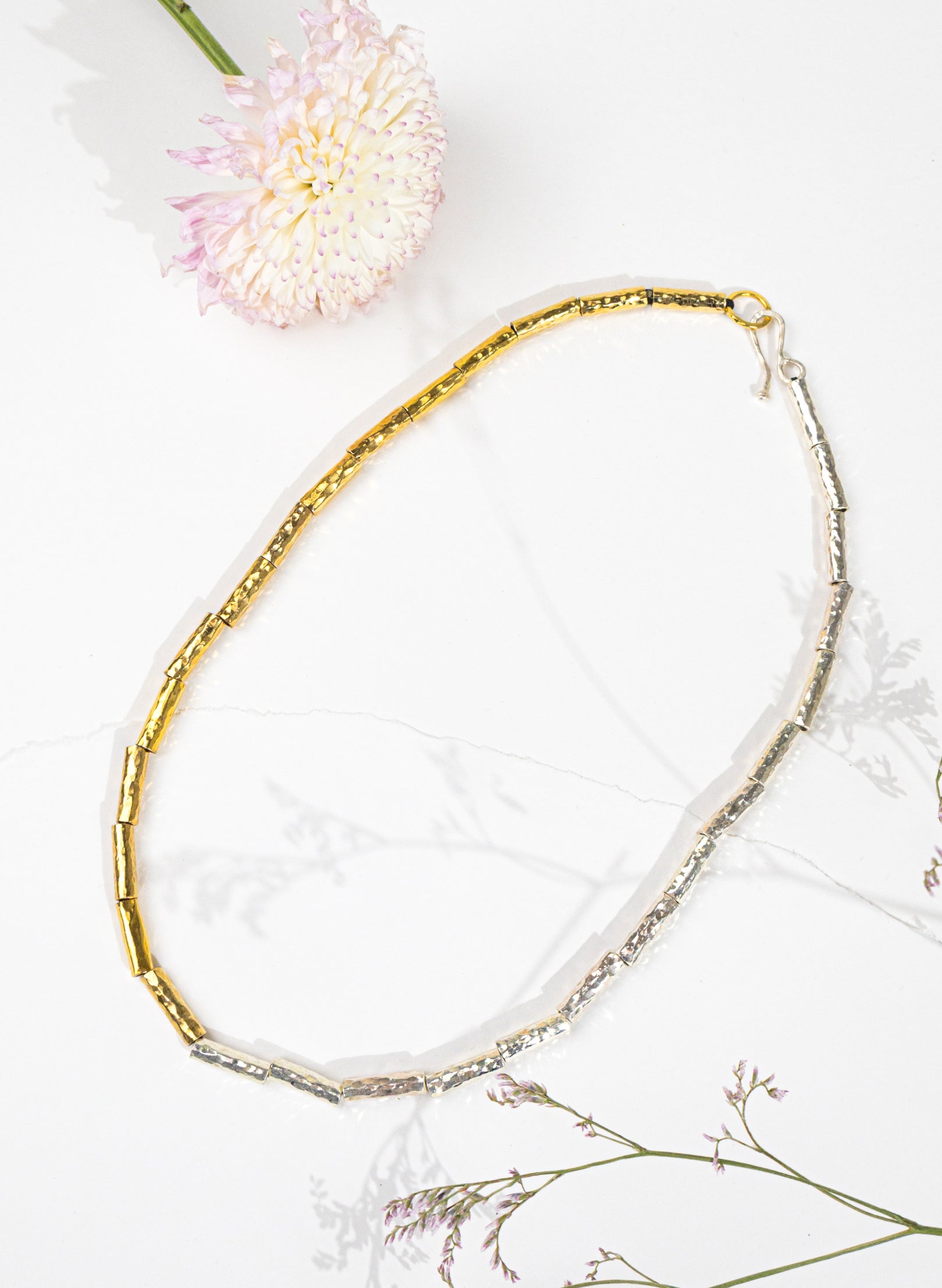 Kauri Bead Necklace - Silver & Gold