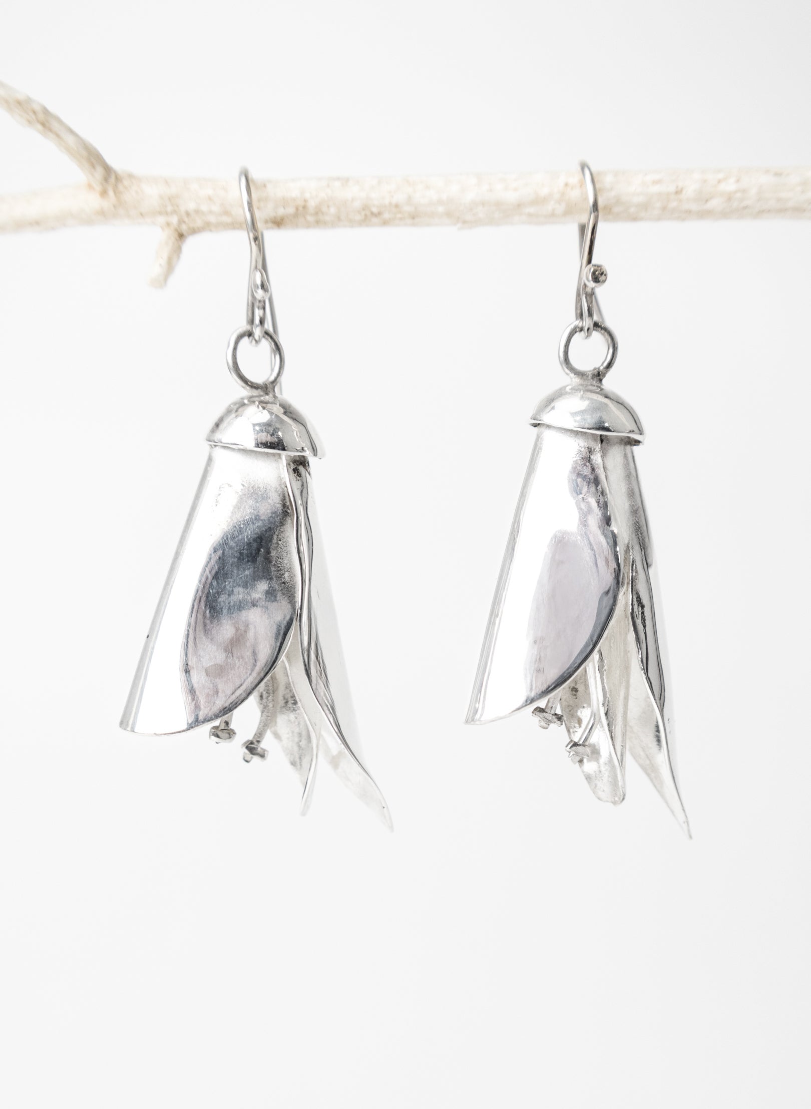 Silver Kōwhai Earrings