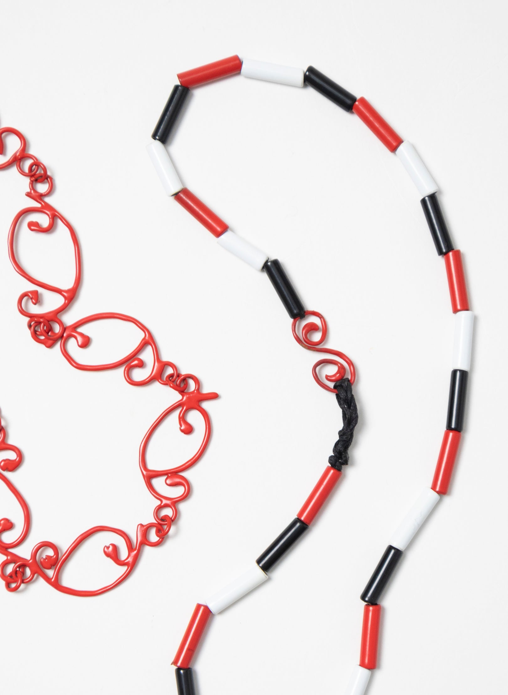 Short Red, White & Black Necklace