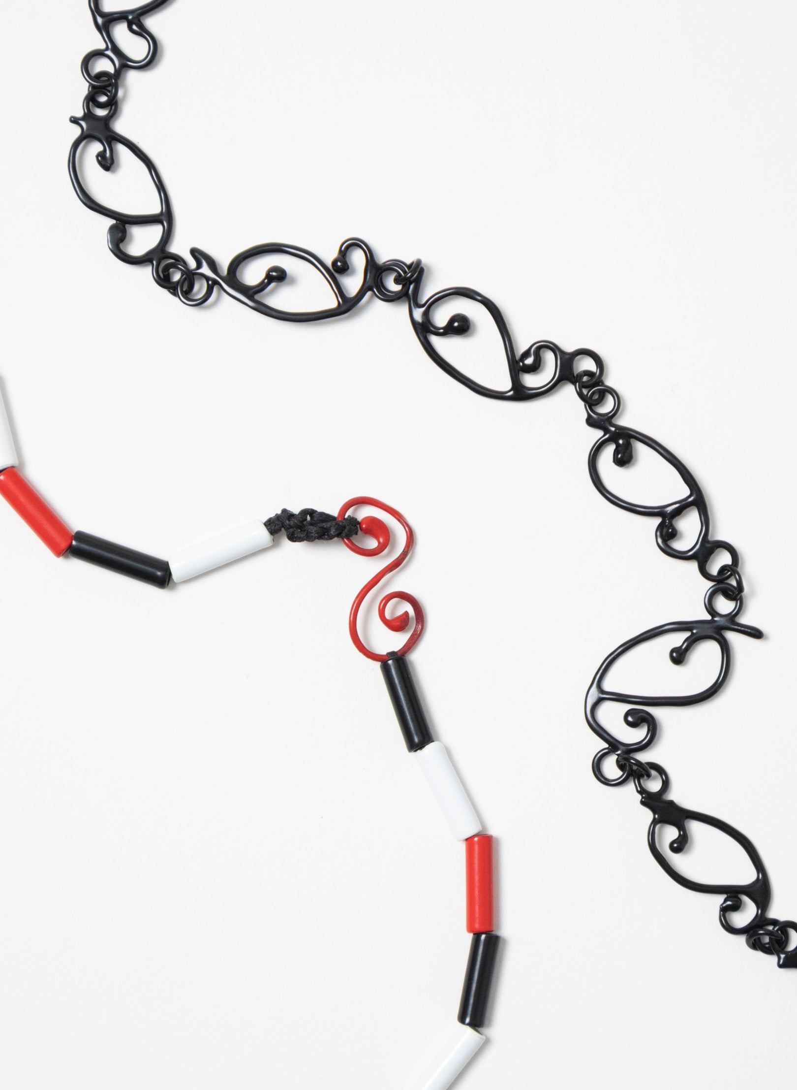 Short Red, White & Black Necklace