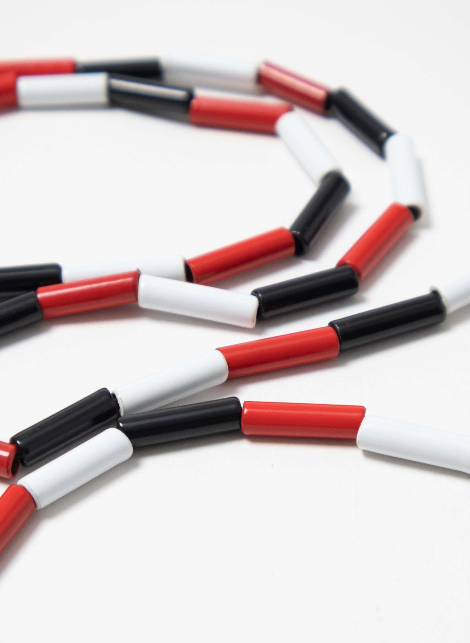 Long Red, White & Black Necklace