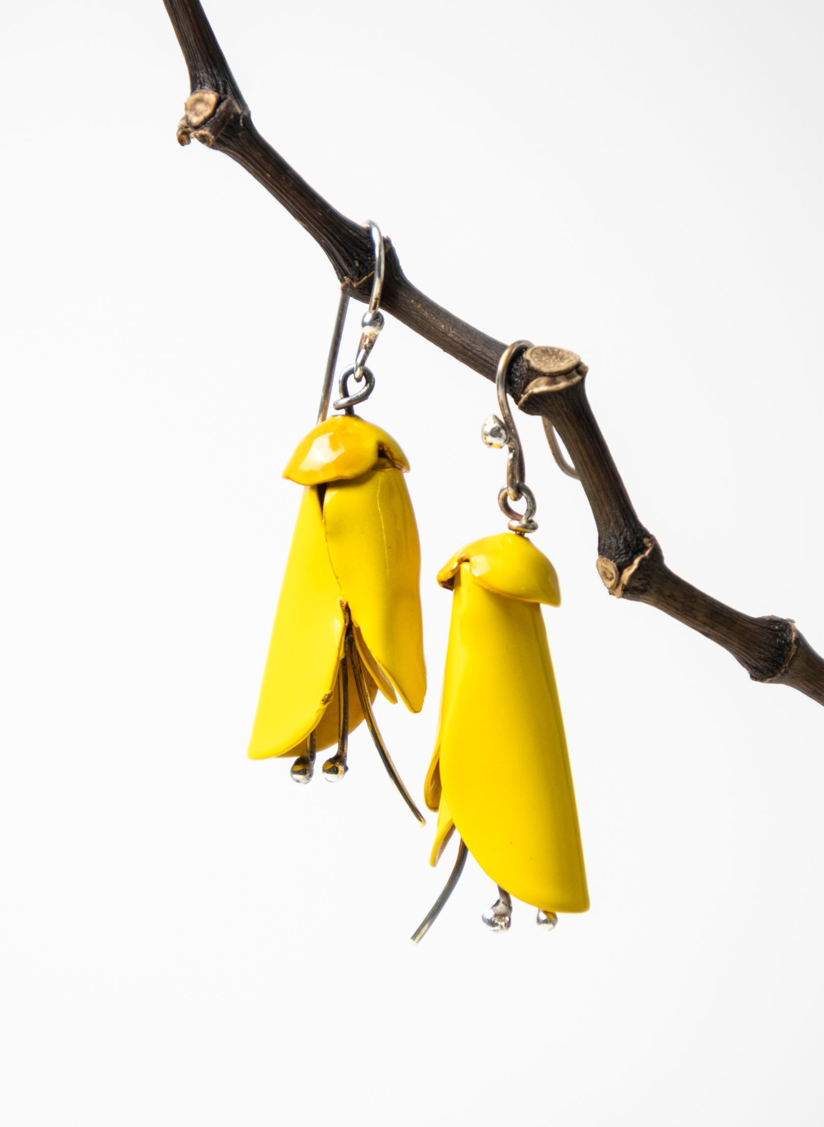 Yellow Powdercoated Kōwhai Earrings