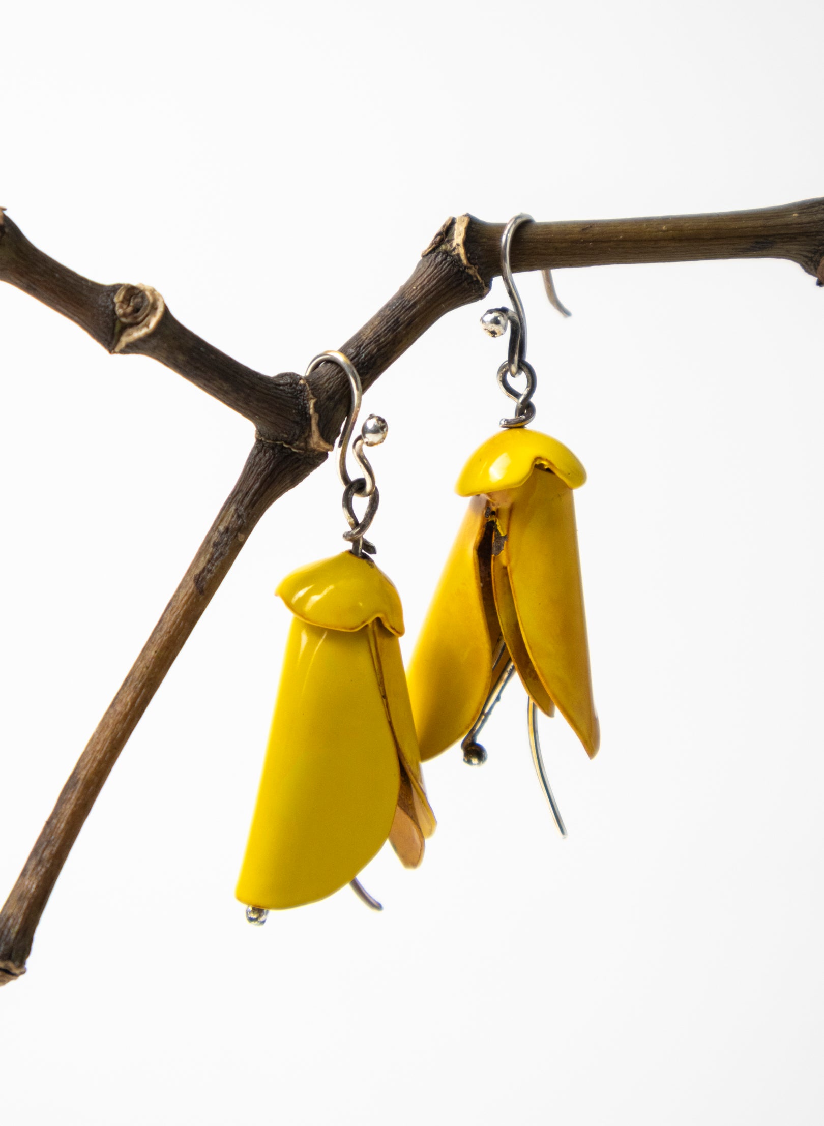 Yellow Powdercoated Kōwhai Earrings