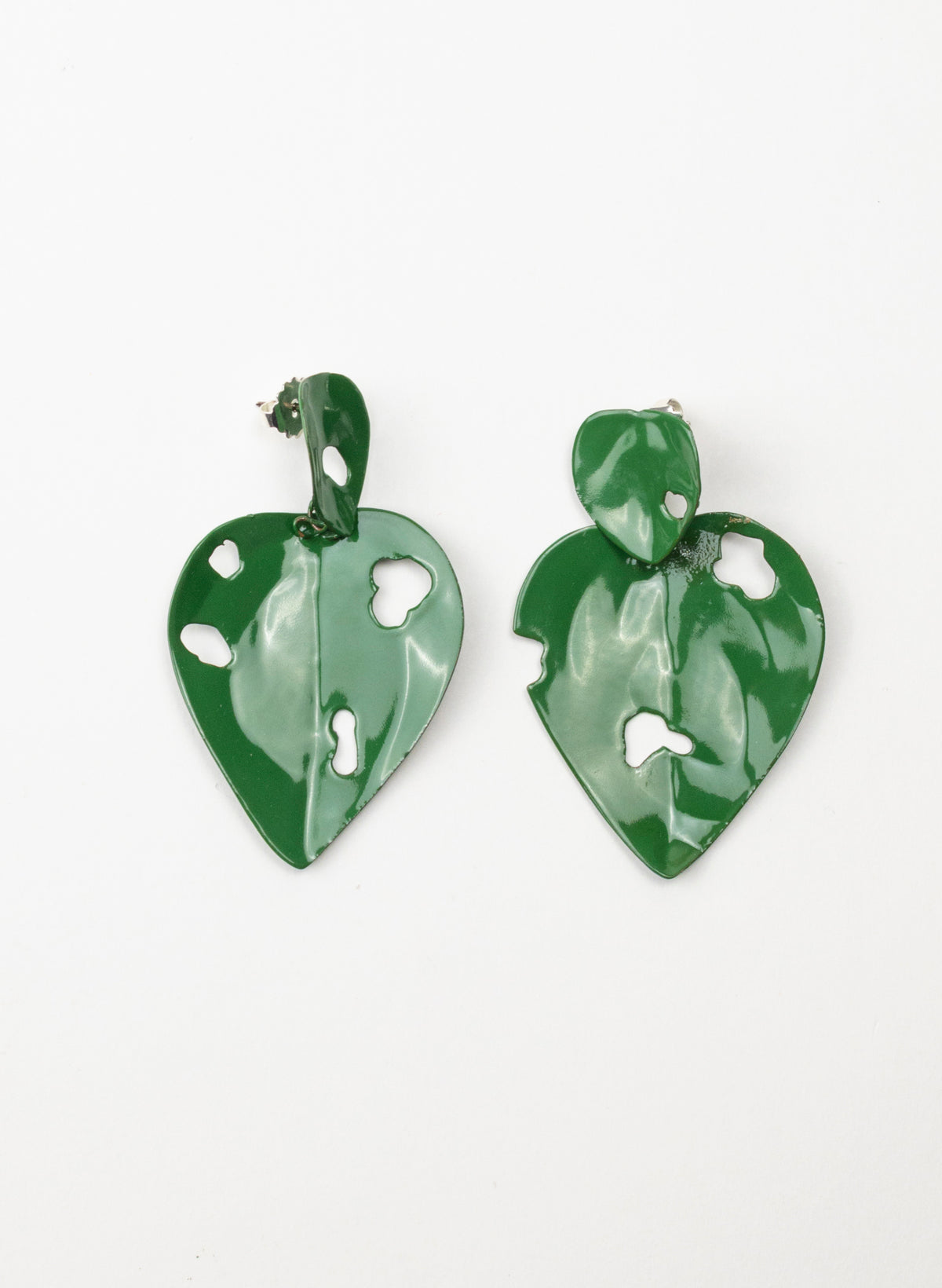 Green Powdercoated Kawakawa Stud Earrings