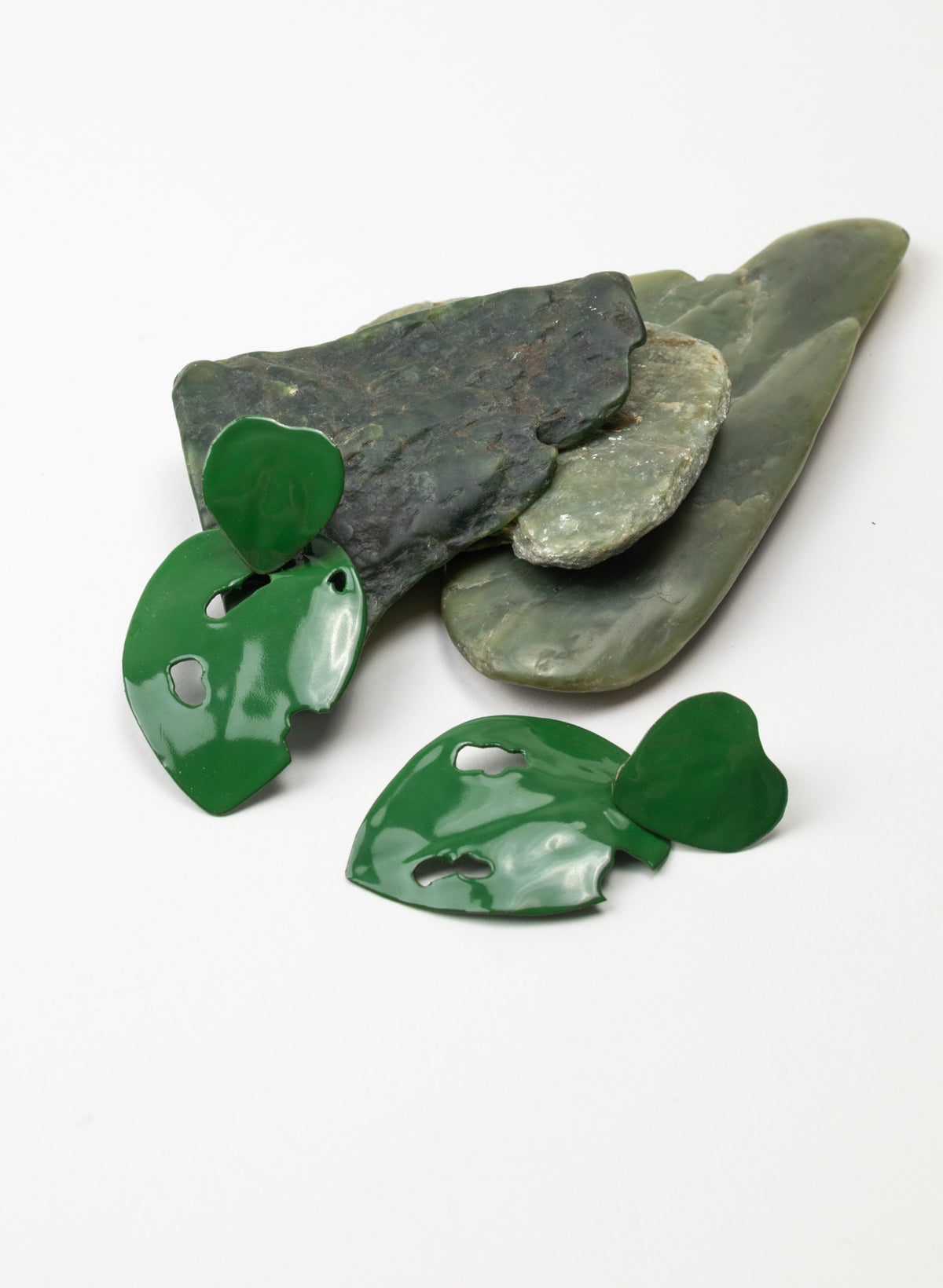 Green Powdercoated Kawakawa Stud Earrings