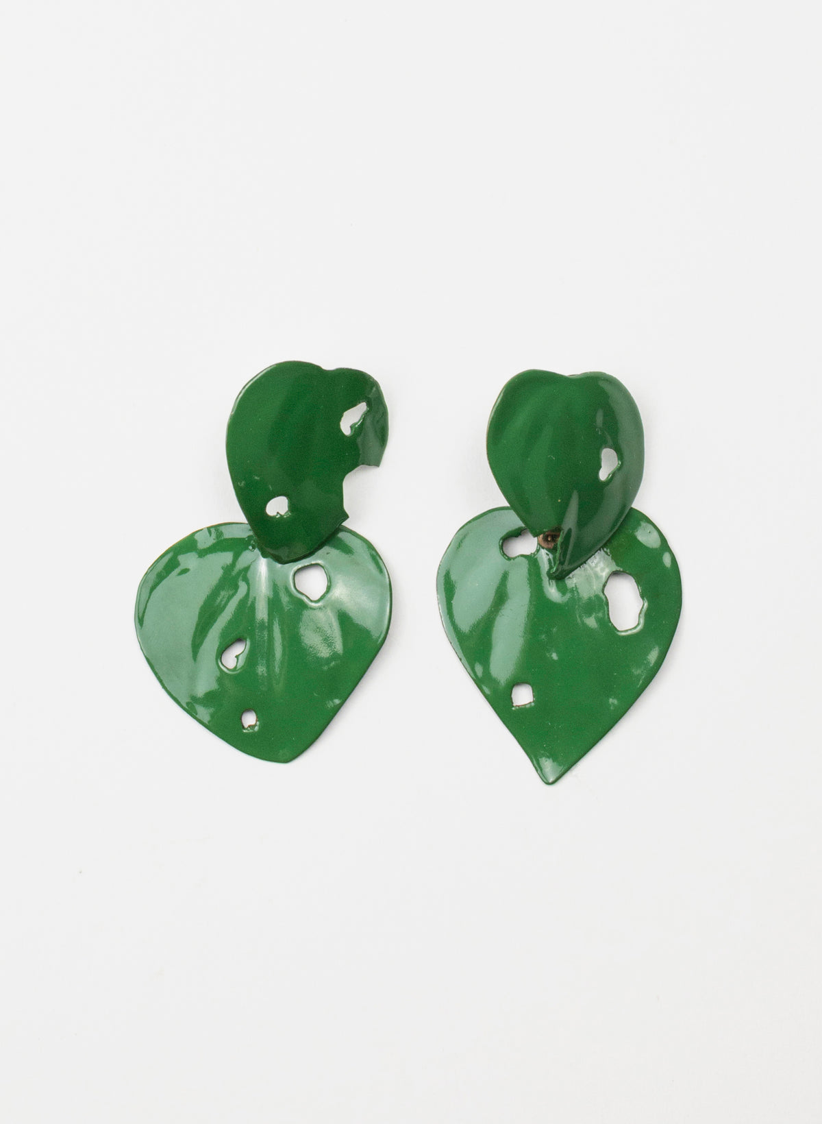 Green Powdercoated Kawakawa Stud Earrings
