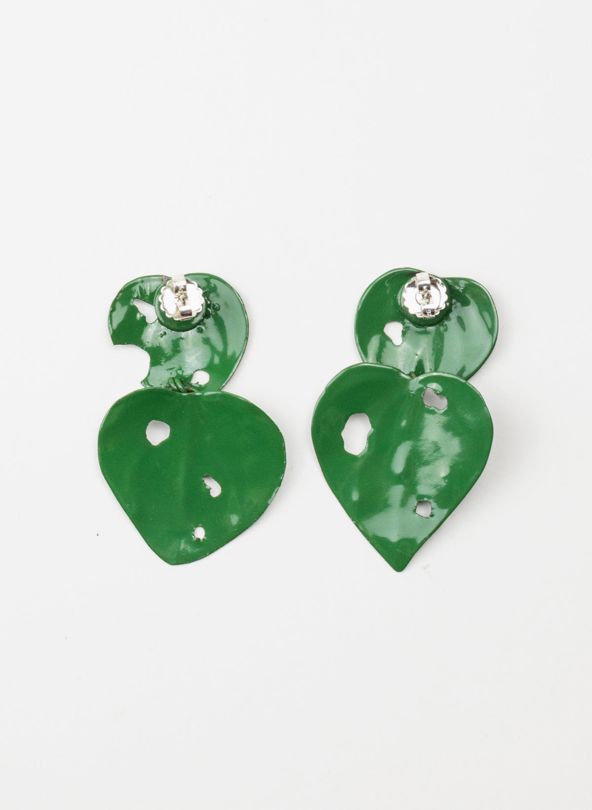 Green Powdercoated Kawakawa Stud Earrings