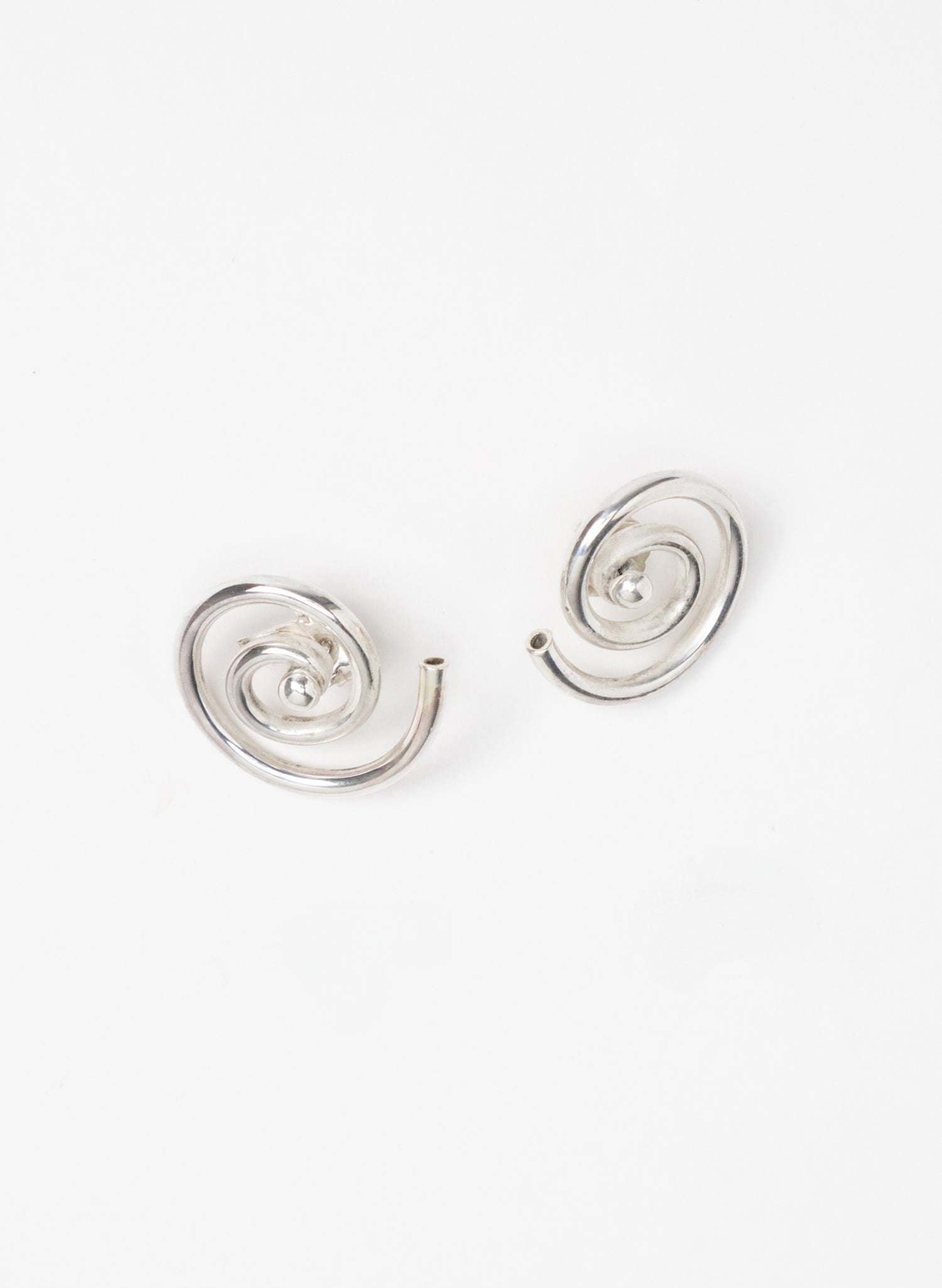 Modern Koru Silver Earrings