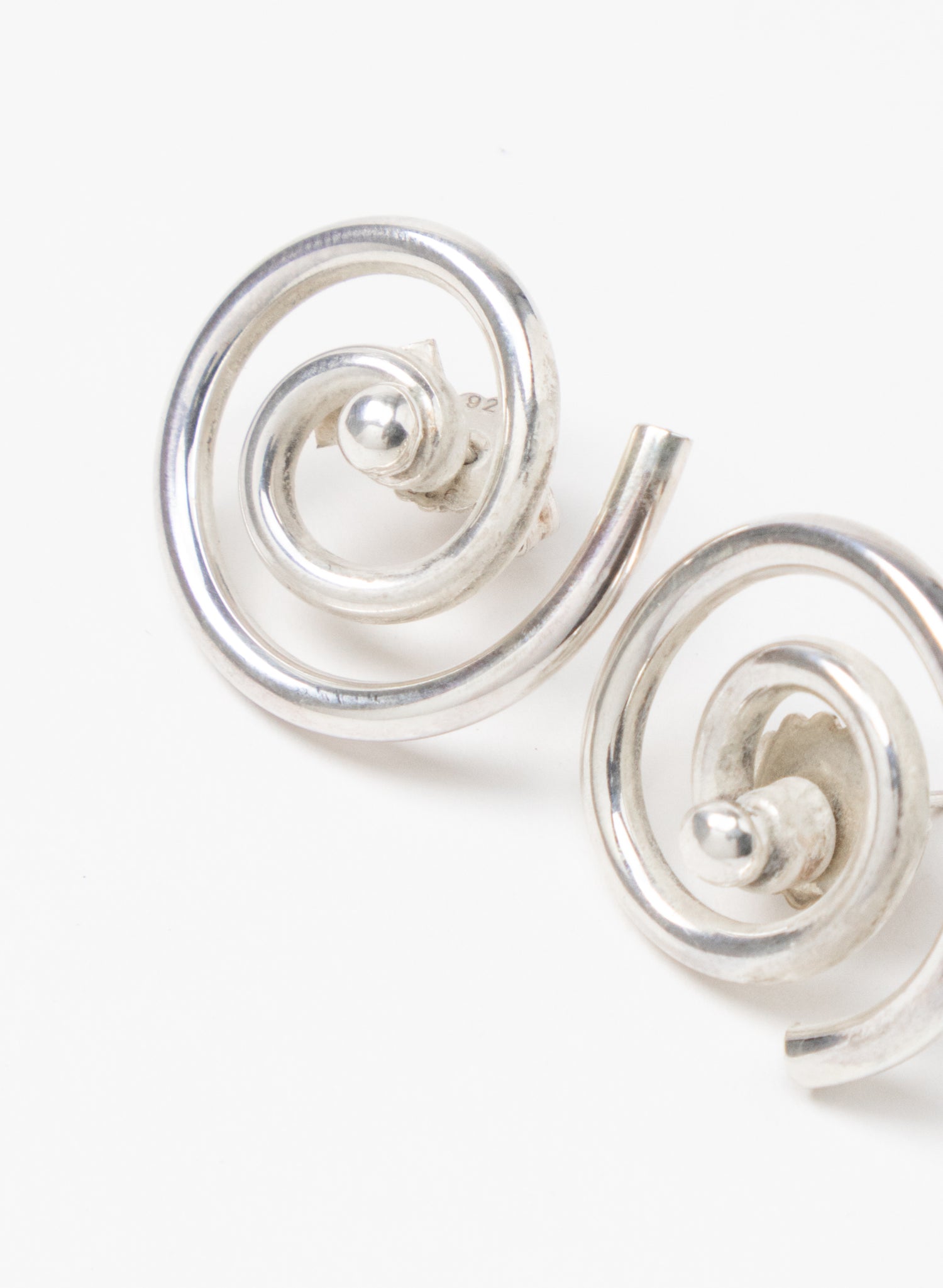 Modern Koru Silver Earrings