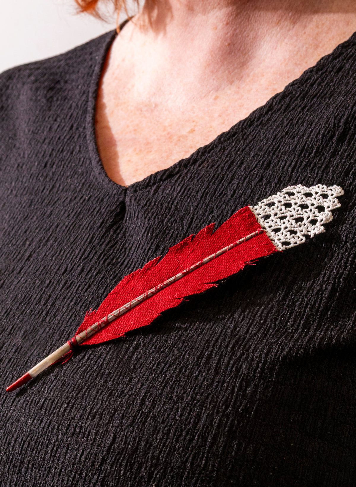 Single Huia Feather Brooch