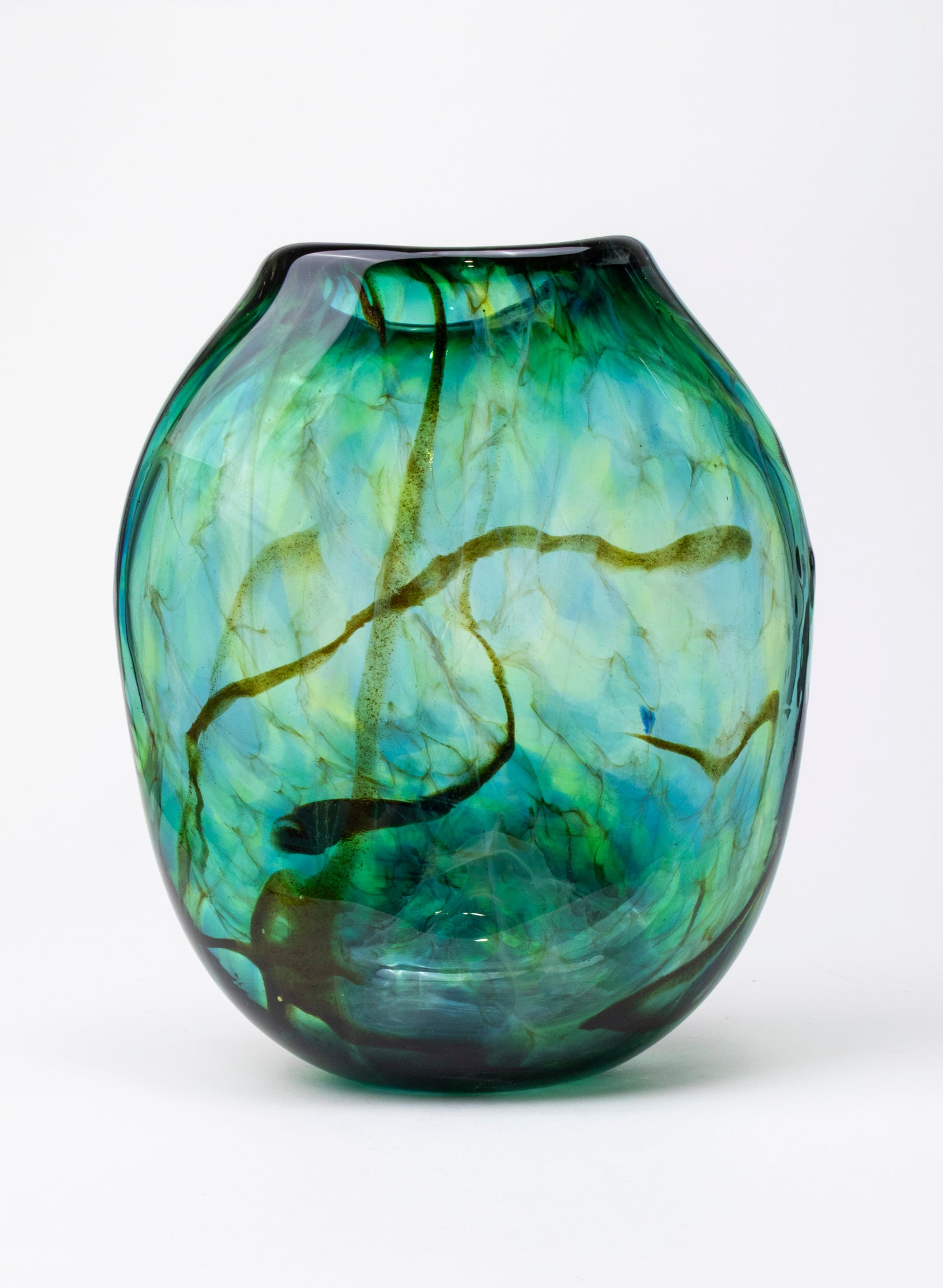 Greenstone Flat Transparent Glass Vase