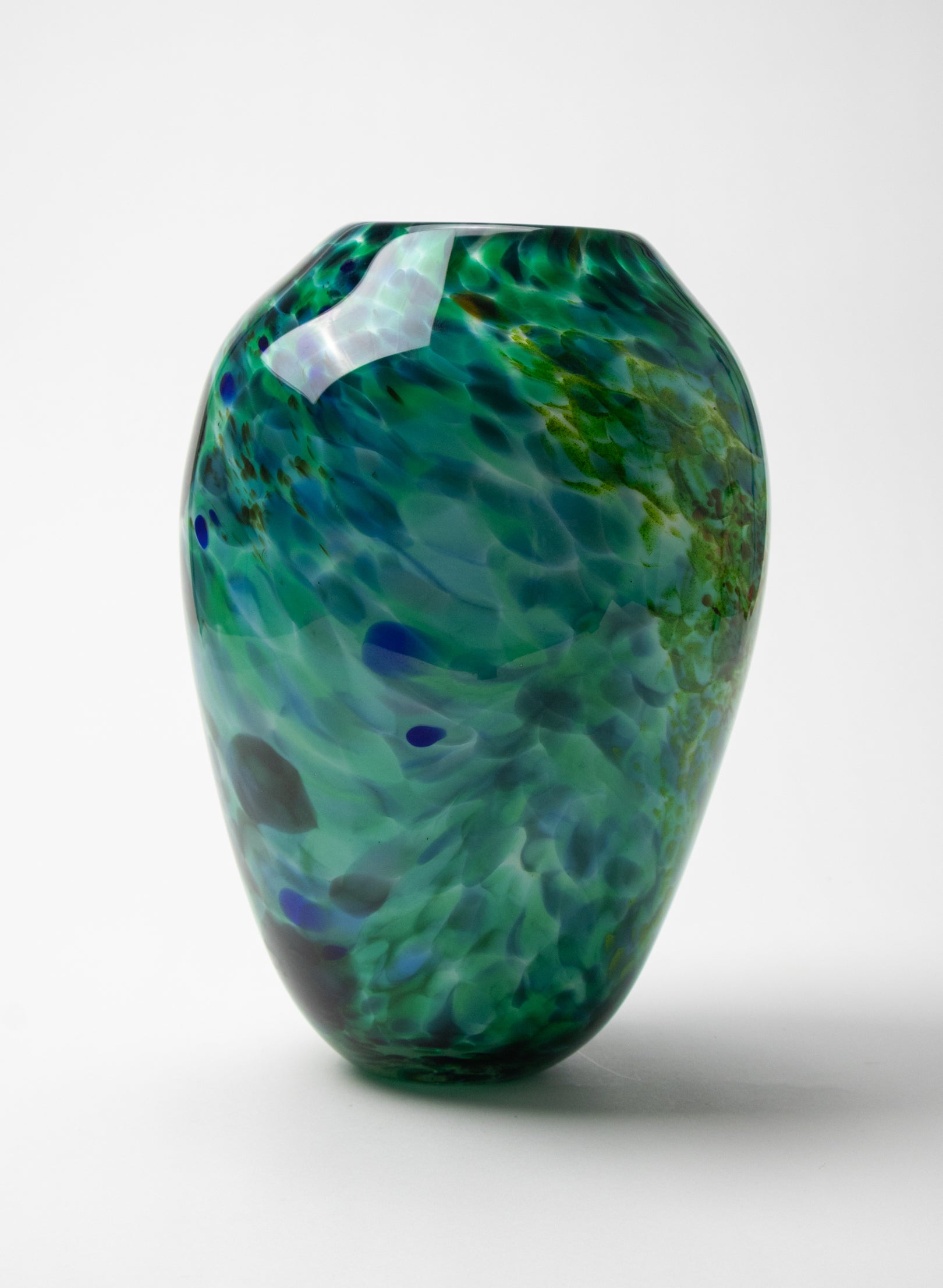 Greenstone Glass Vase Grey Spots