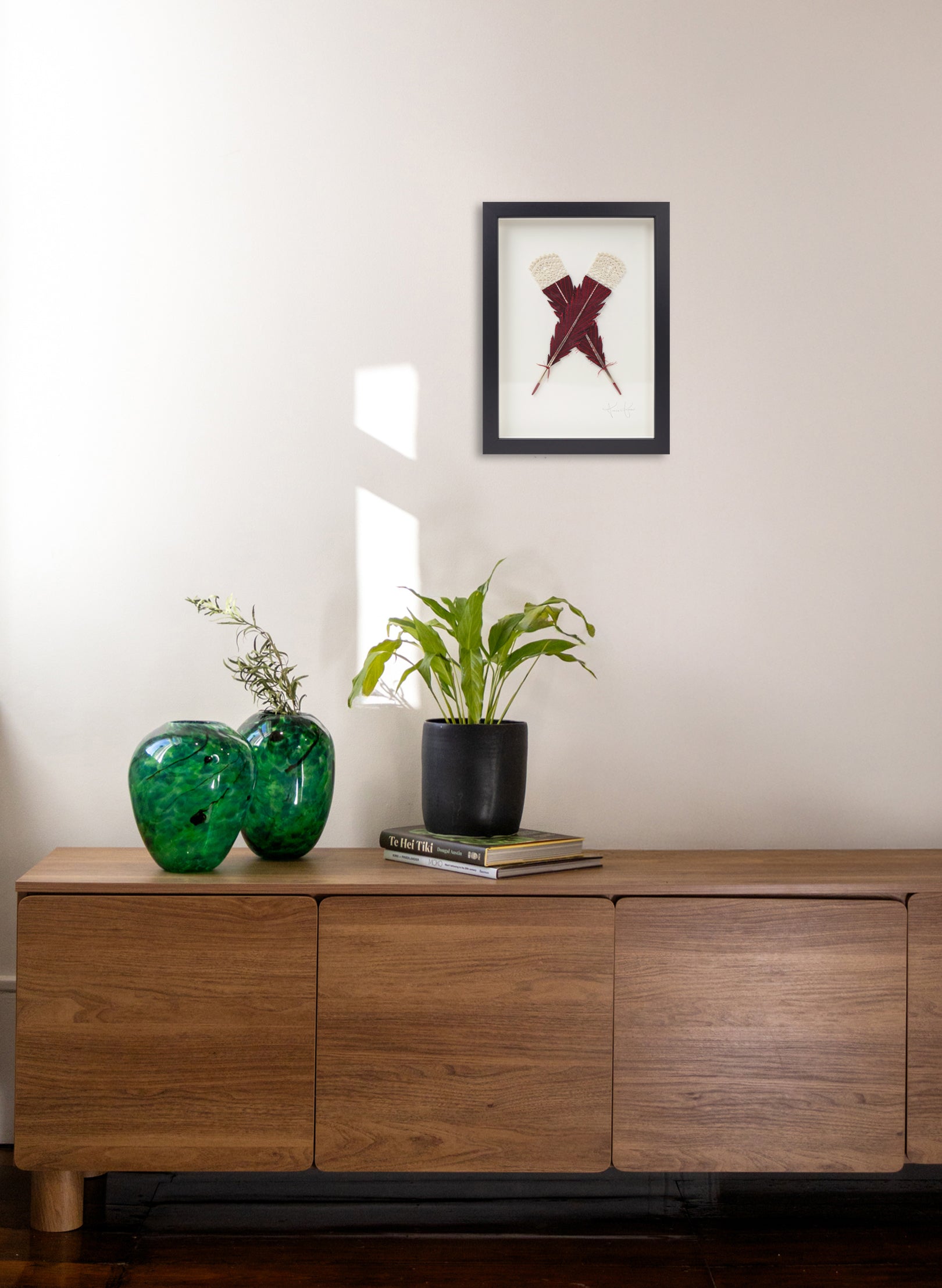 Single X Huia Feather Framed