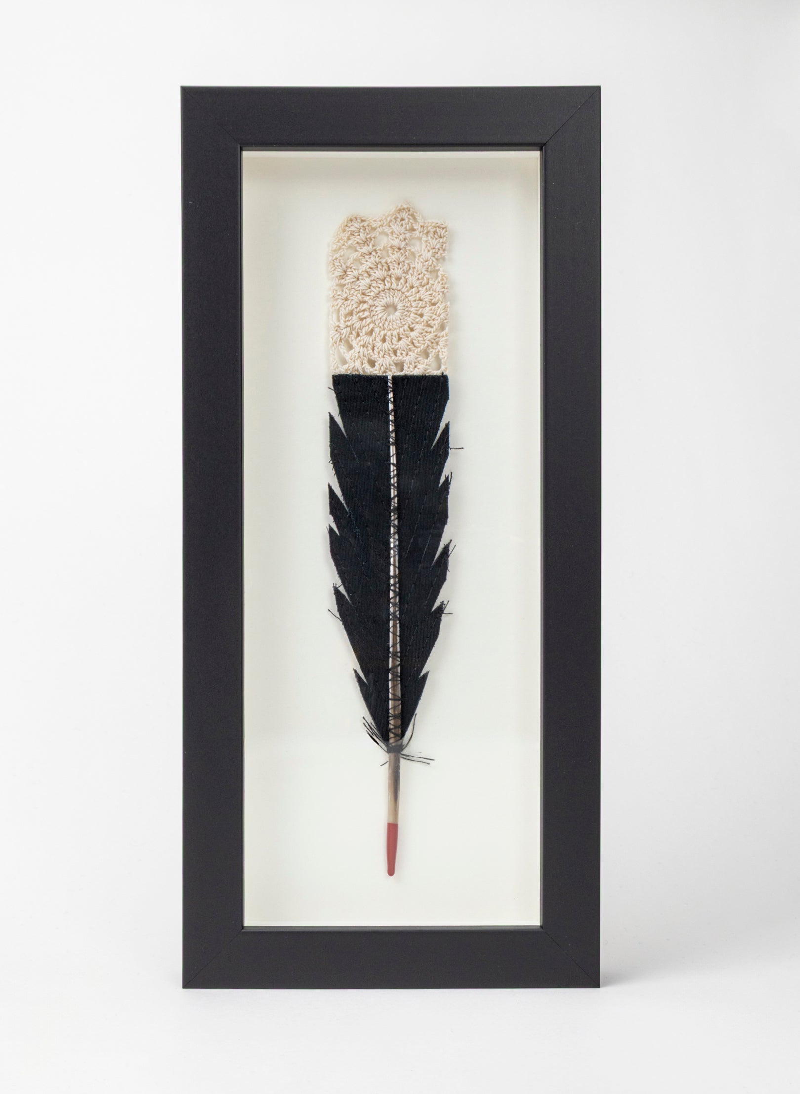 Single Huia Feather Framed