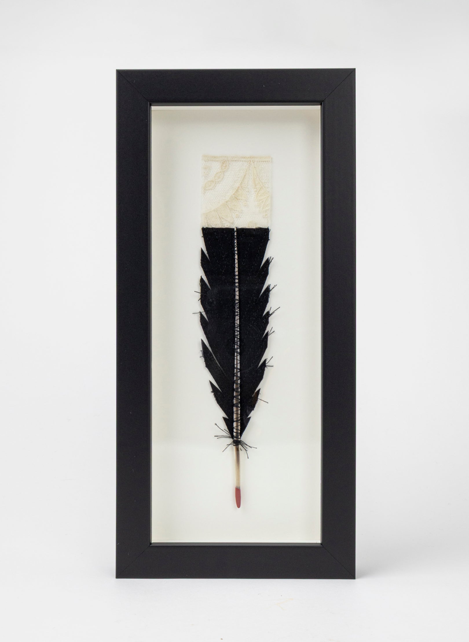 Single Huia Feather Framed