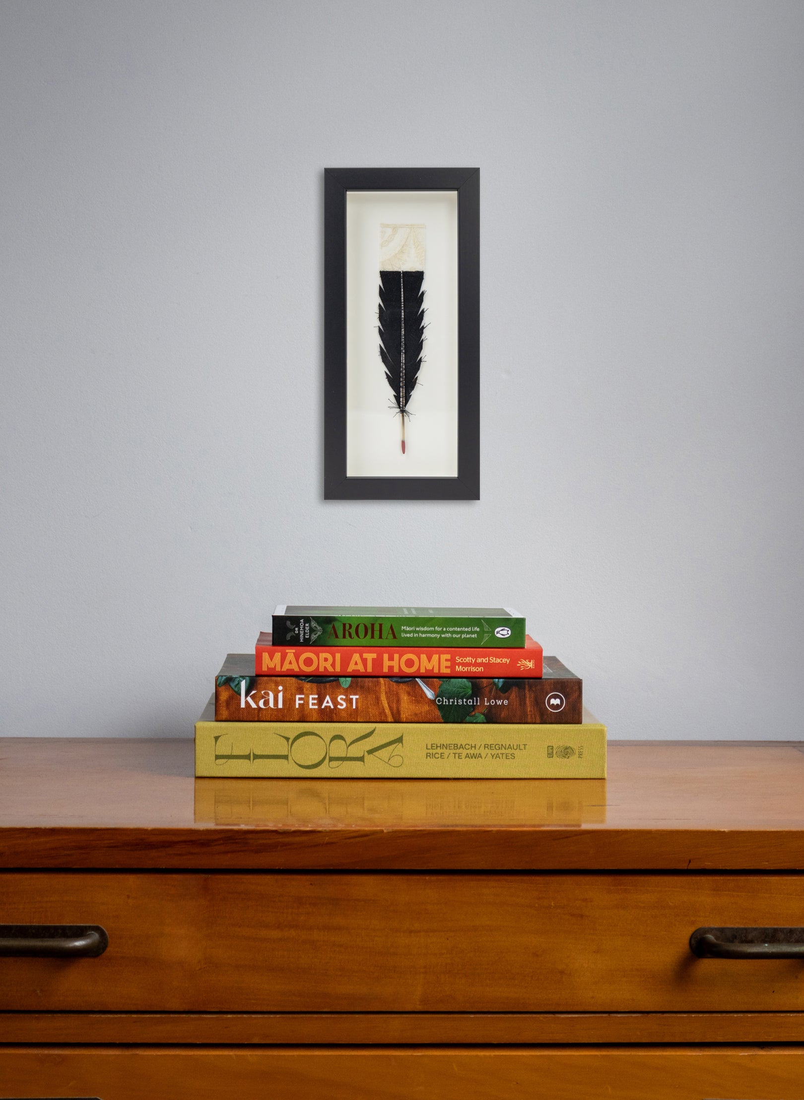 Single Huia Feather Framed