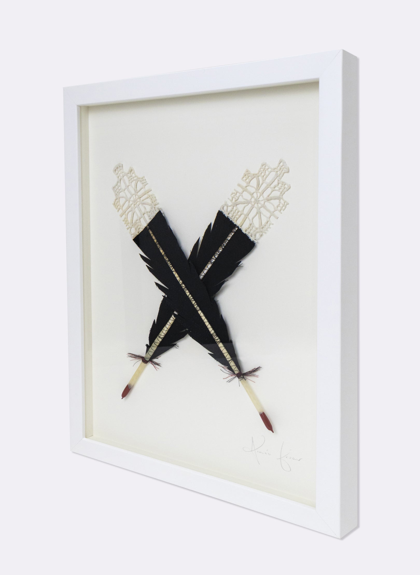 Large X Huia Feather Framed