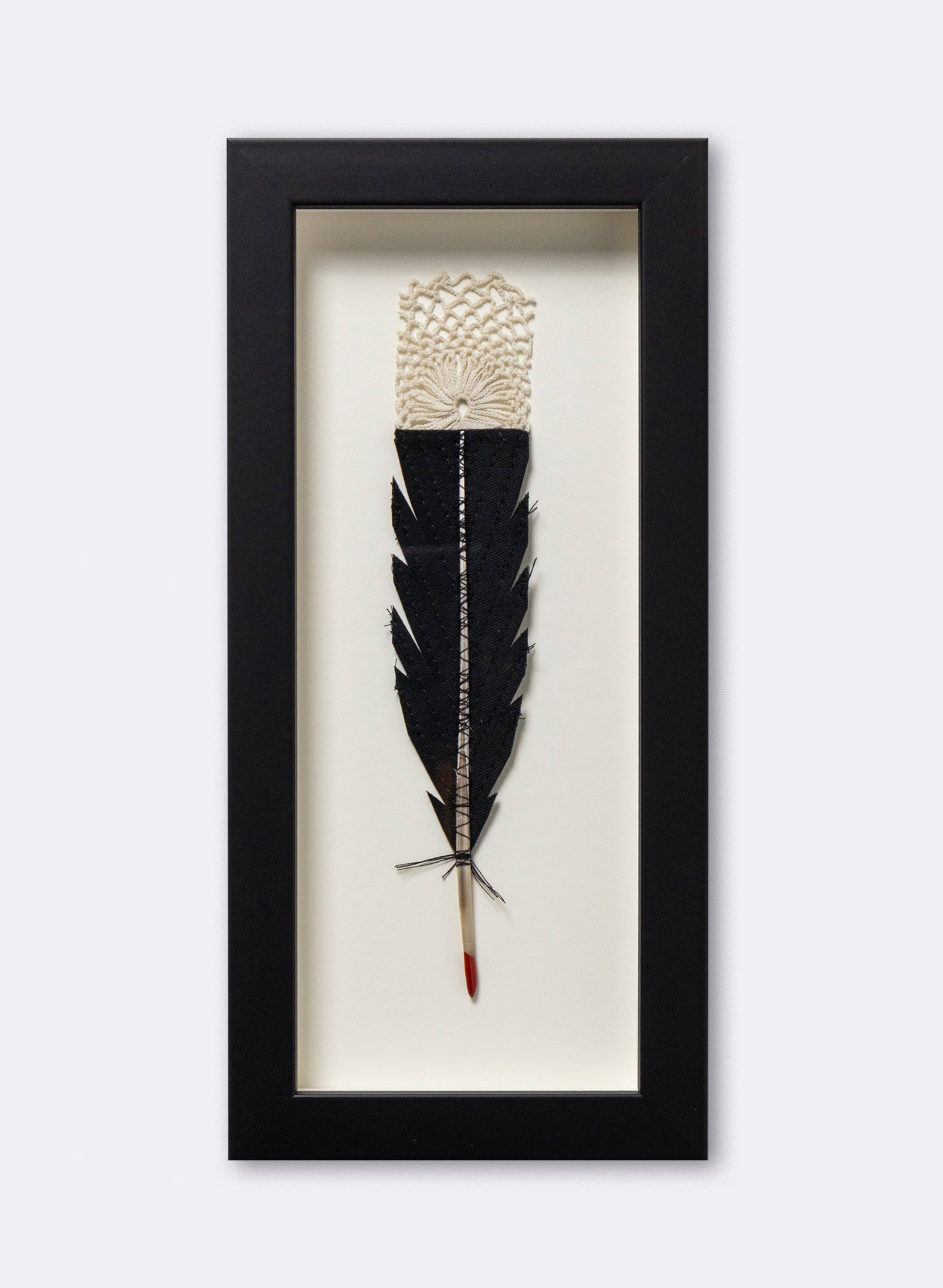 Single Huia Feather Framed