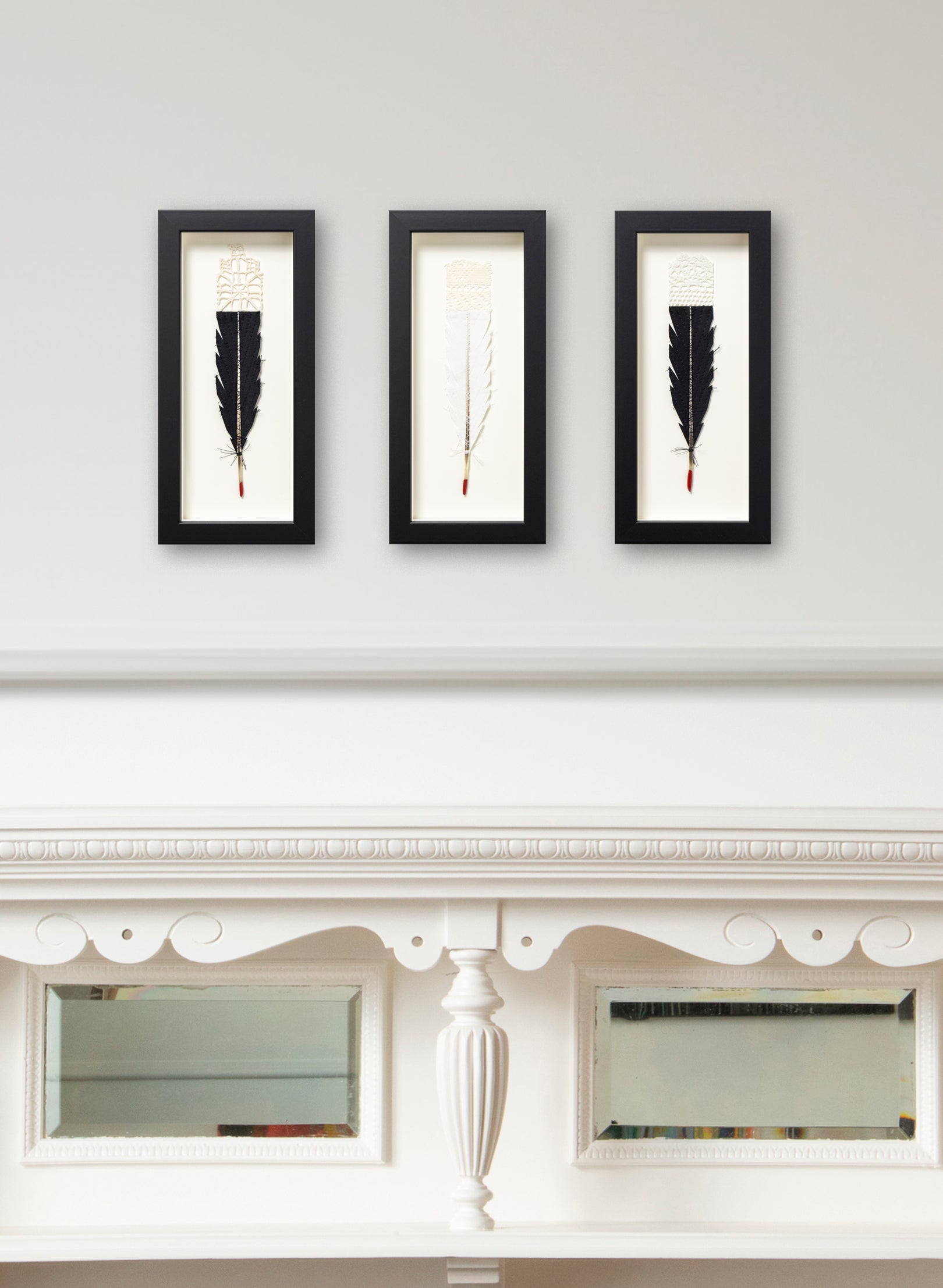 Single Huia Feather Framed