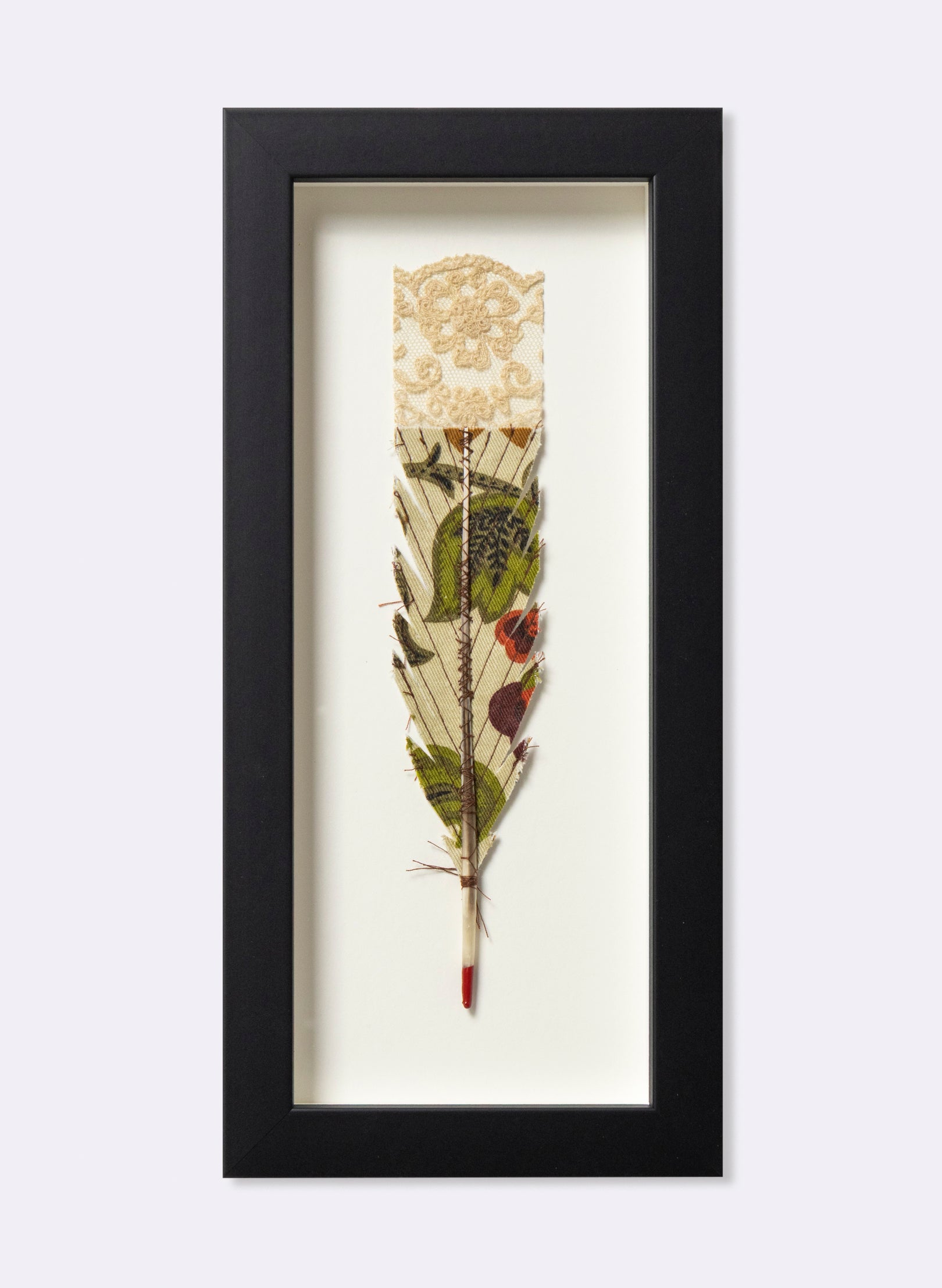 Single Huia Feather Framed