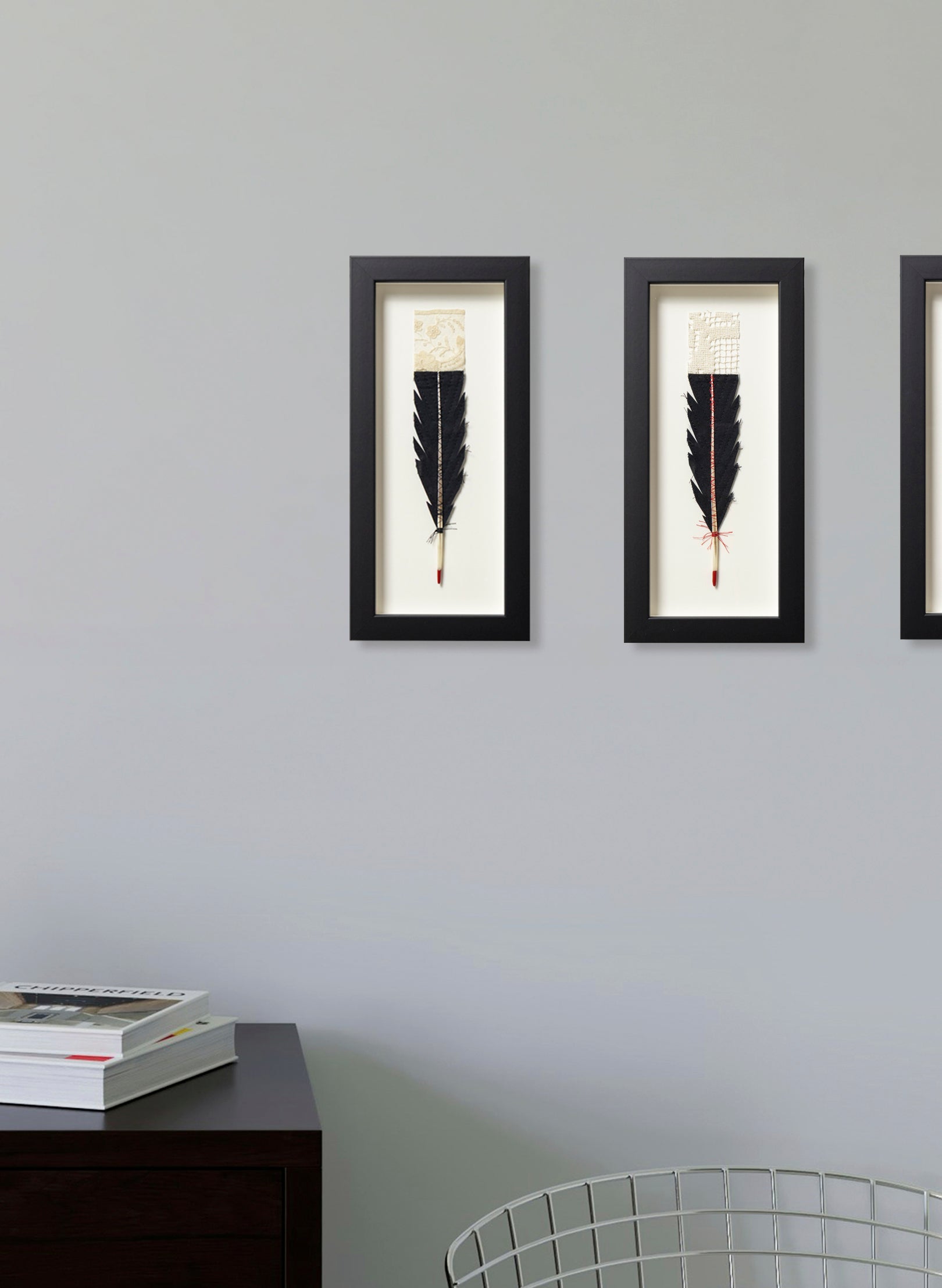 Single Huia Feather Framed