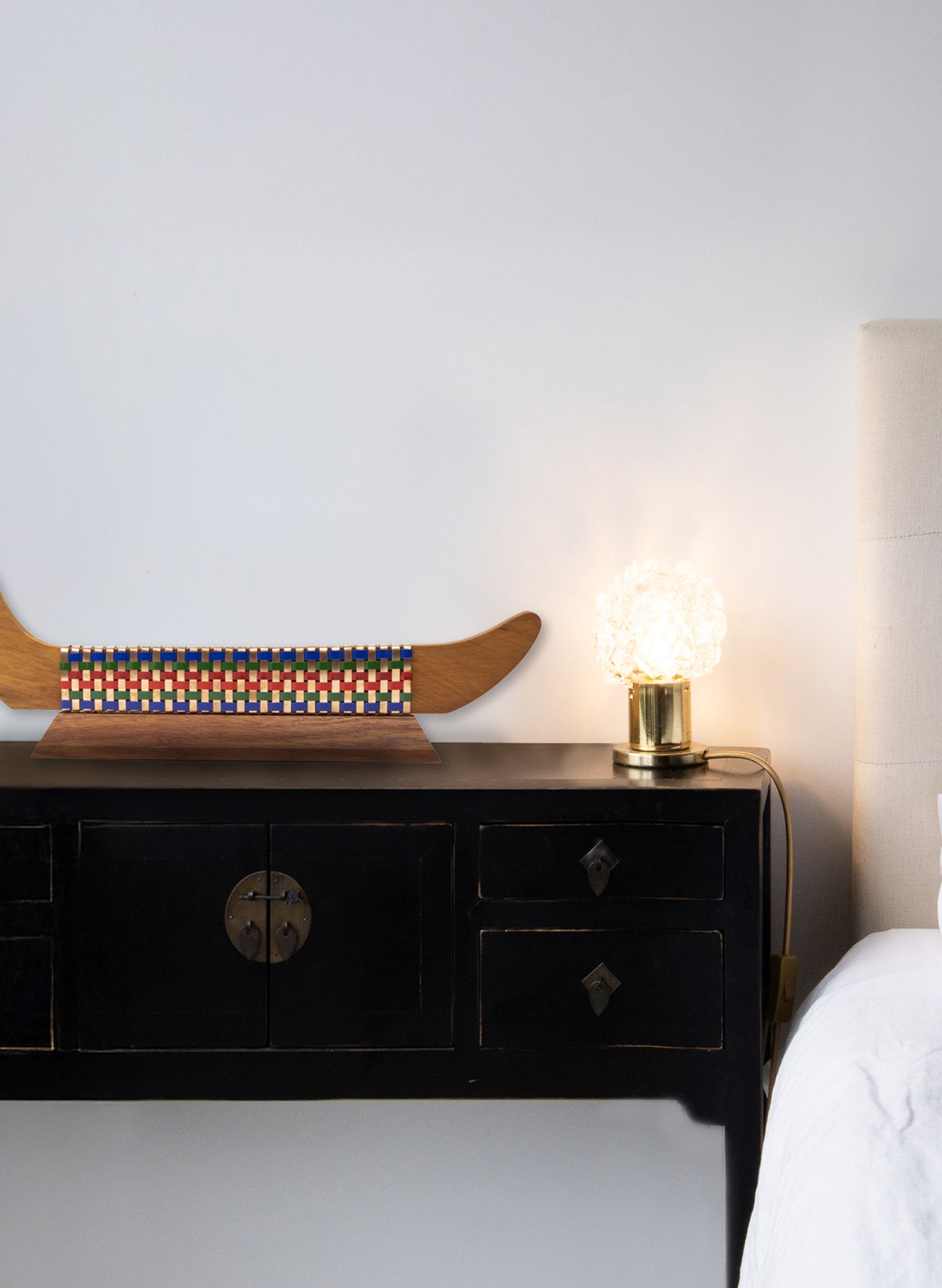 Green, Blue, Red and Copper Waka on Plinth