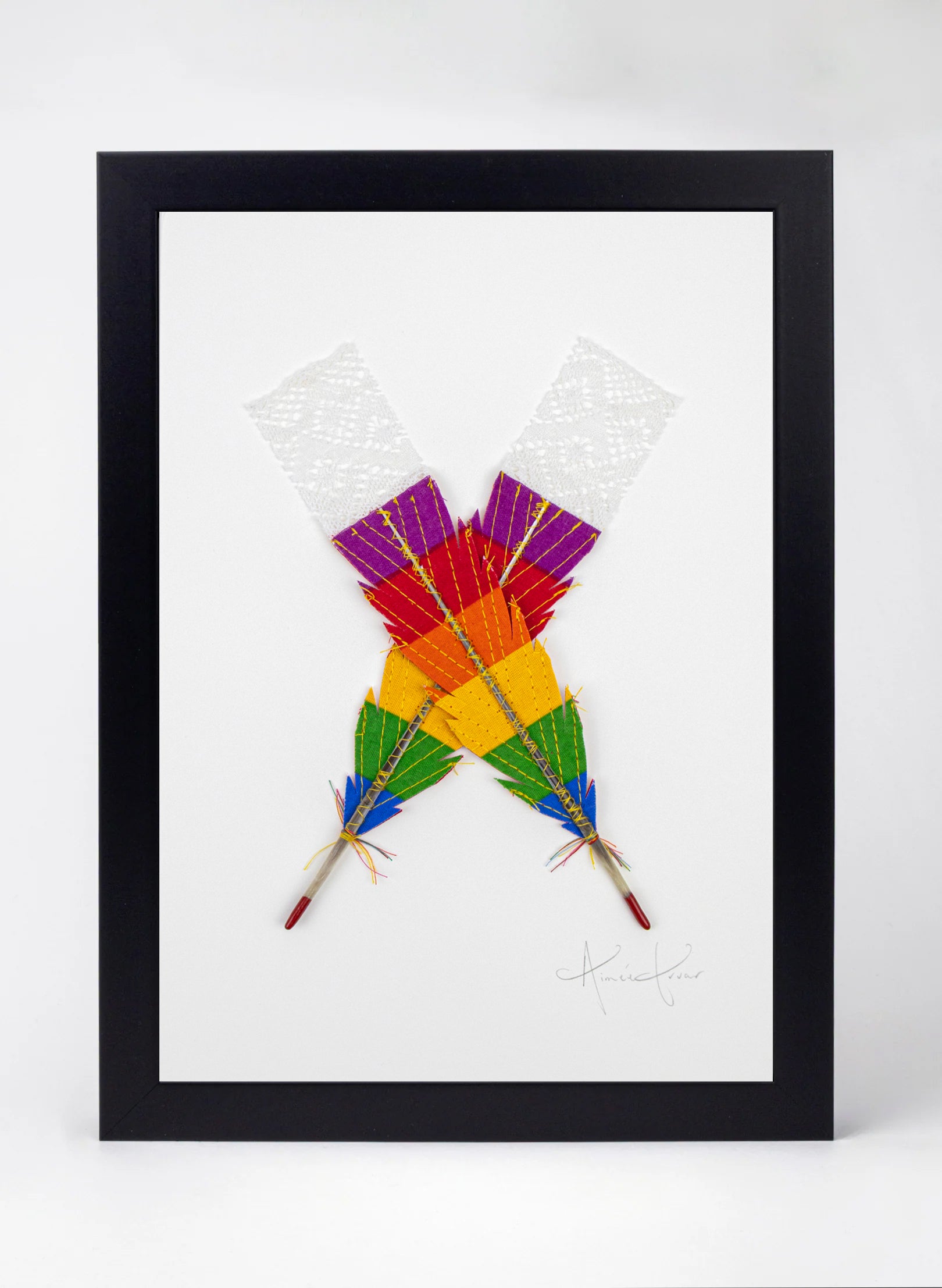 Small X Huia Feathers Framed