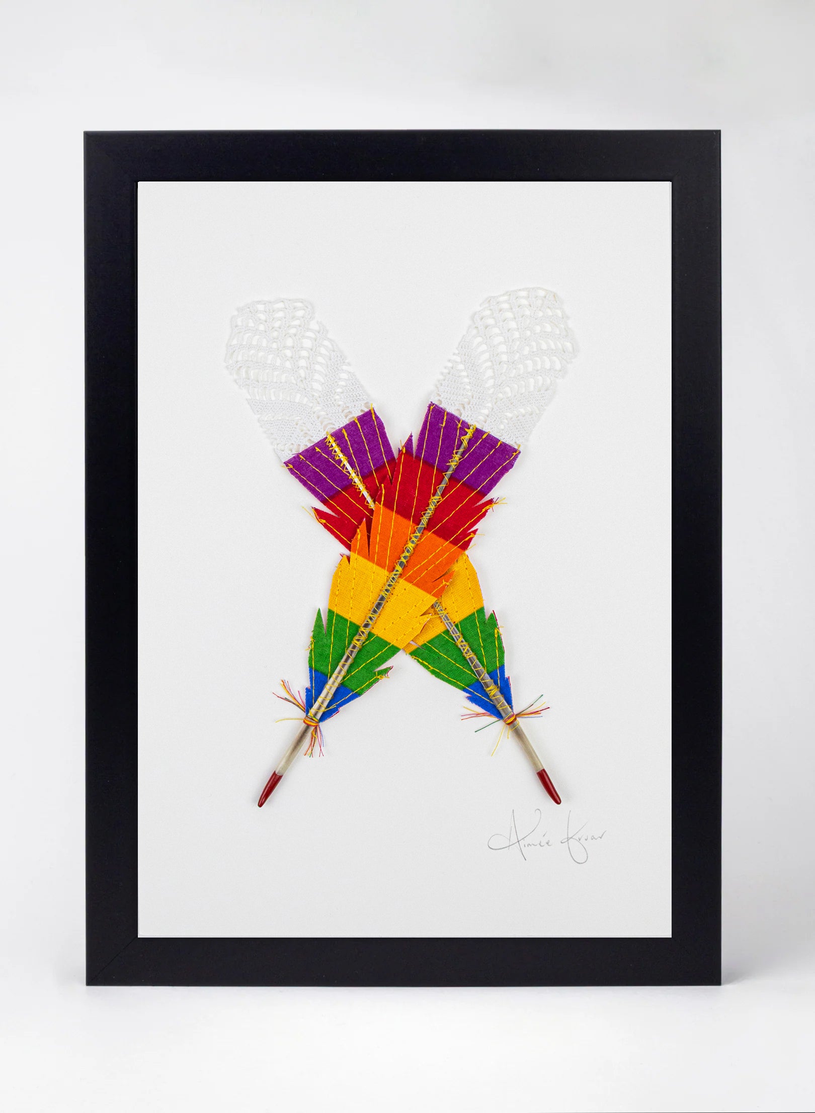 Small X Huia Feathers Framed