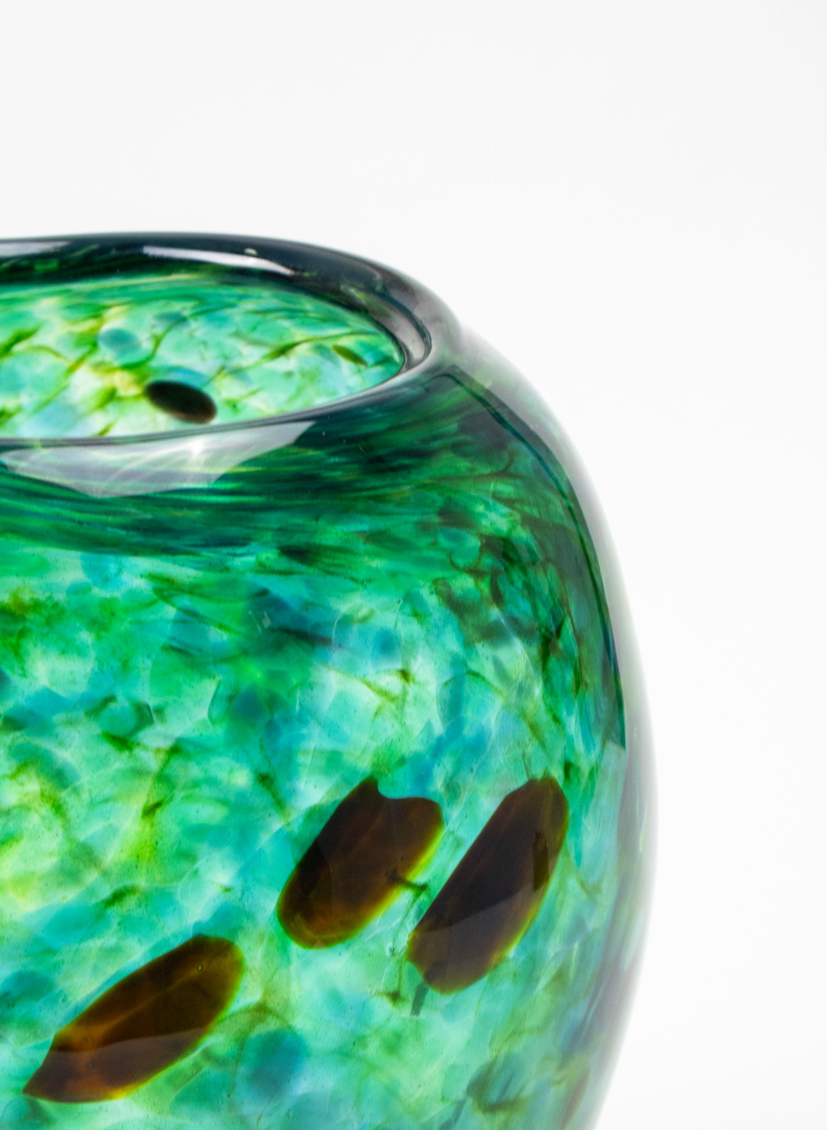 Tall Round Greenstone Glass Vase
