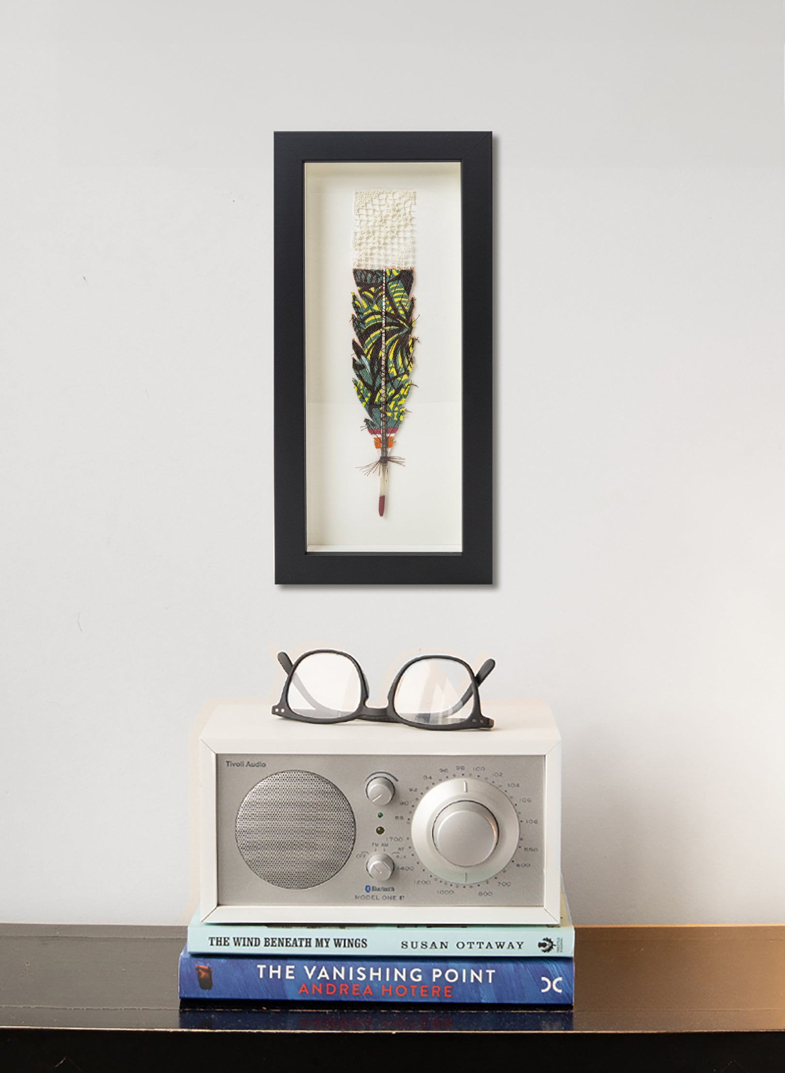 Single Huia Feather Framed