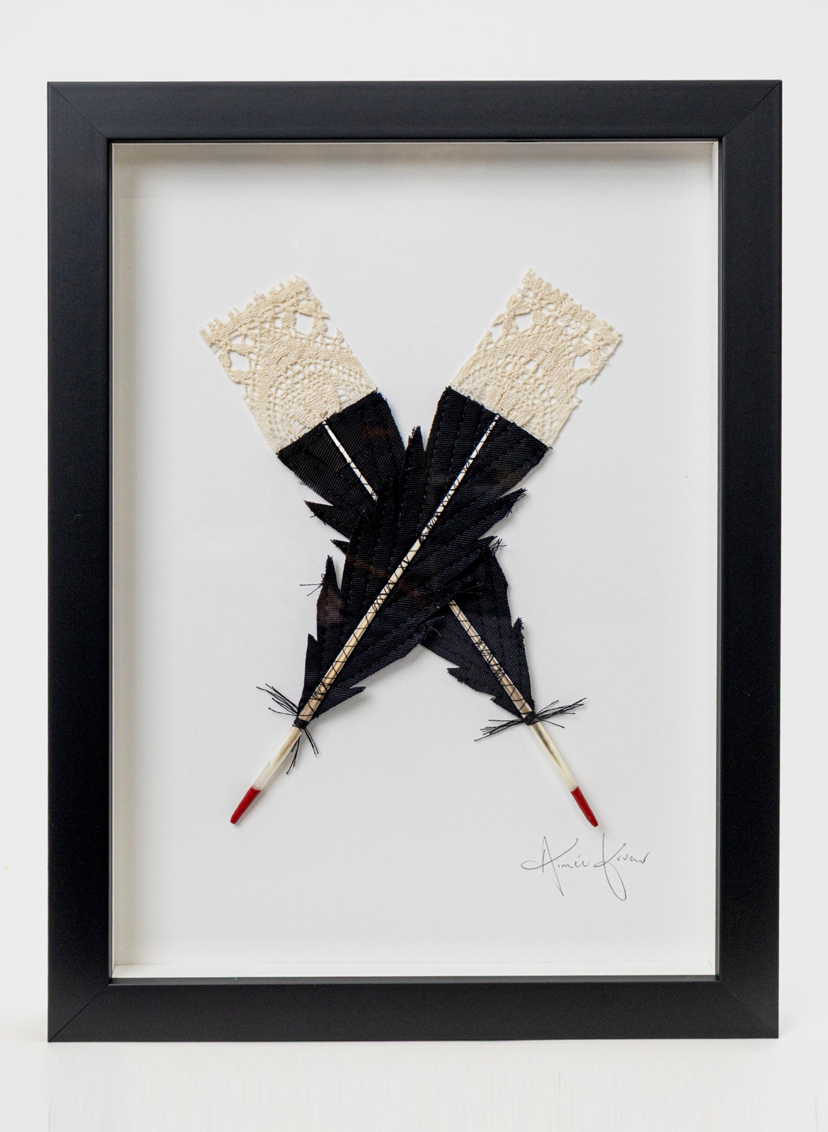 Small X Huia Feathers Framed