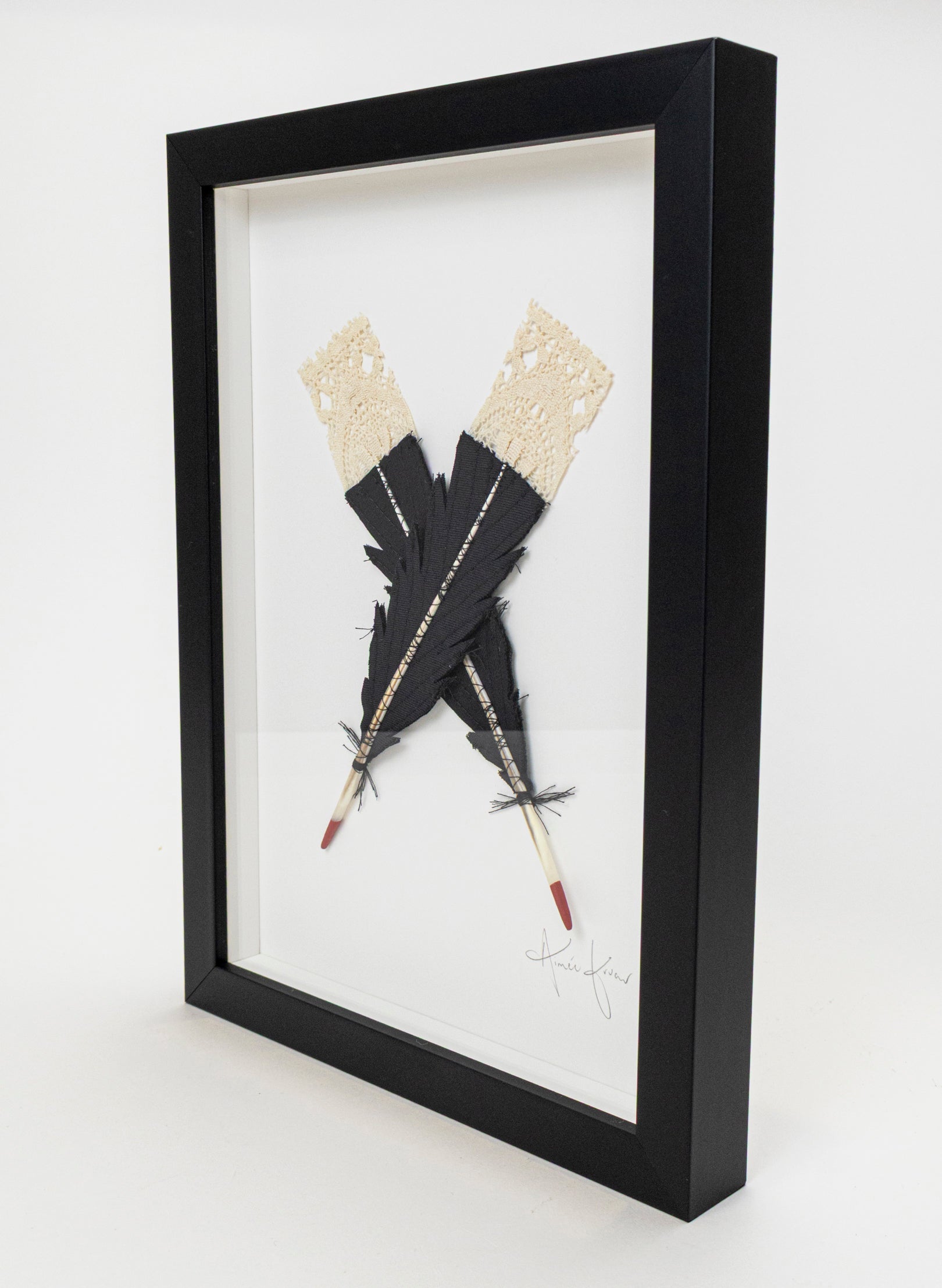 Small X Huia Feathers Framed