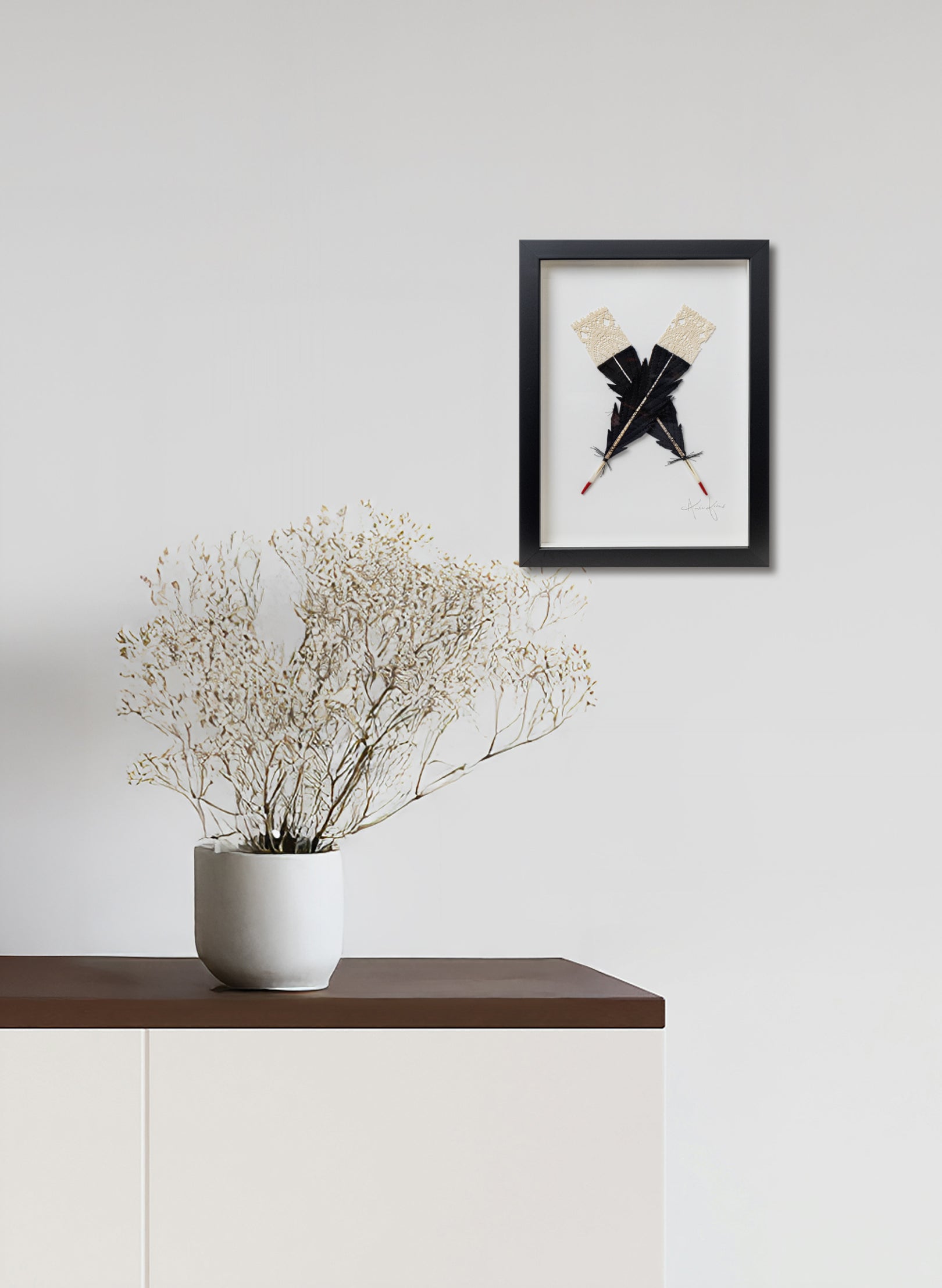 Small X Huia Feathers Framed
