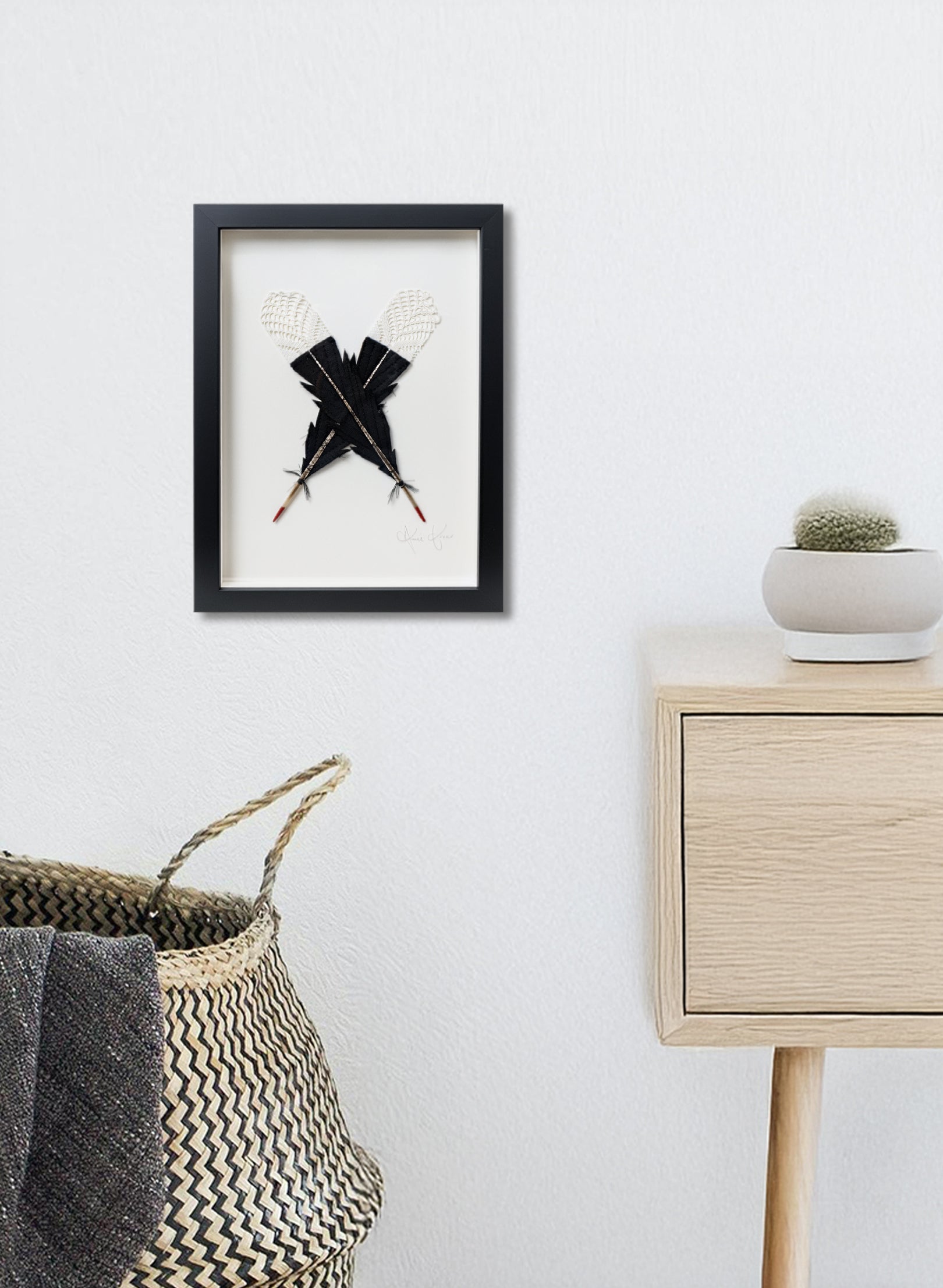 Small X Huia Feathers Framed